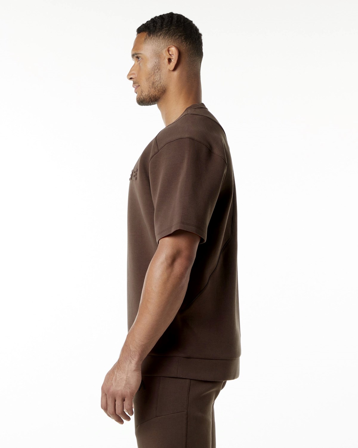 Fudge Brown Alphalete Relaxed Interlock Knit Pullover | WZLUMA938