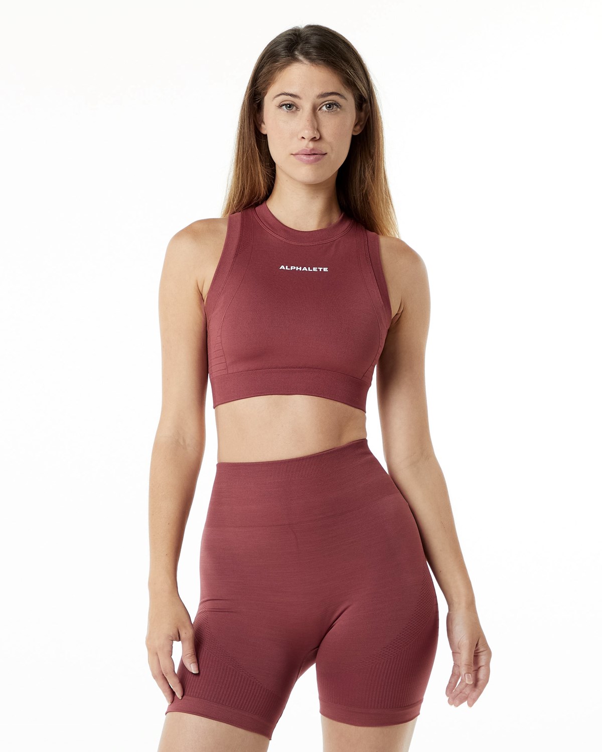 Gingerbread Alphalete High Performance Seamless Crop Bra | OBTDSX025