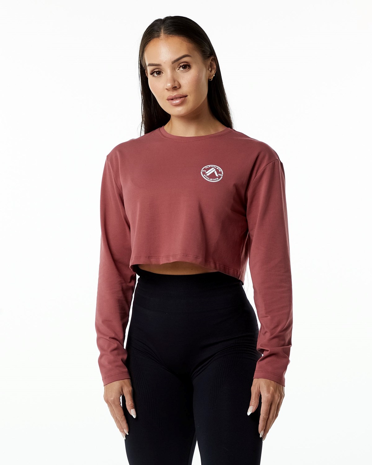 Gingerbread Alphalete Oversized Performance Long Sleeve Crop | ZDMBFJ510