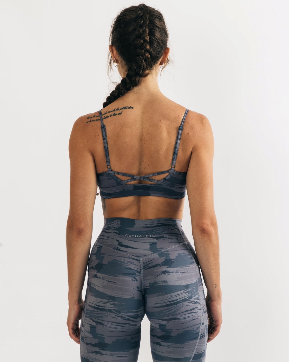 Grey Canvas Camo Alphalete Medium Impact Bra | ZVBQWL208