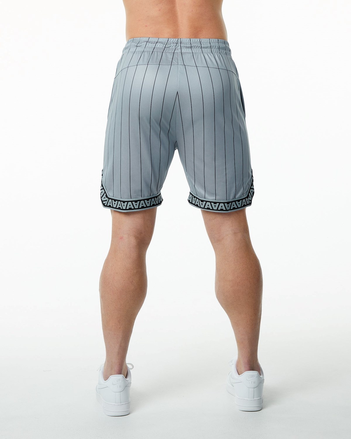 Grey Pinstripe Alphalete Jersey Knit Short | YZIEMG284