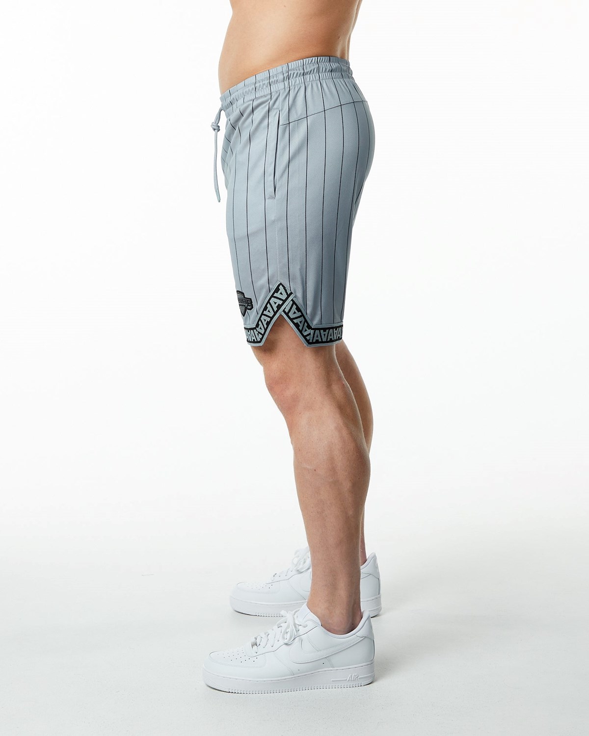 Grey Pinstripe Alphalete Jersey Knit Short | YZIEMG284