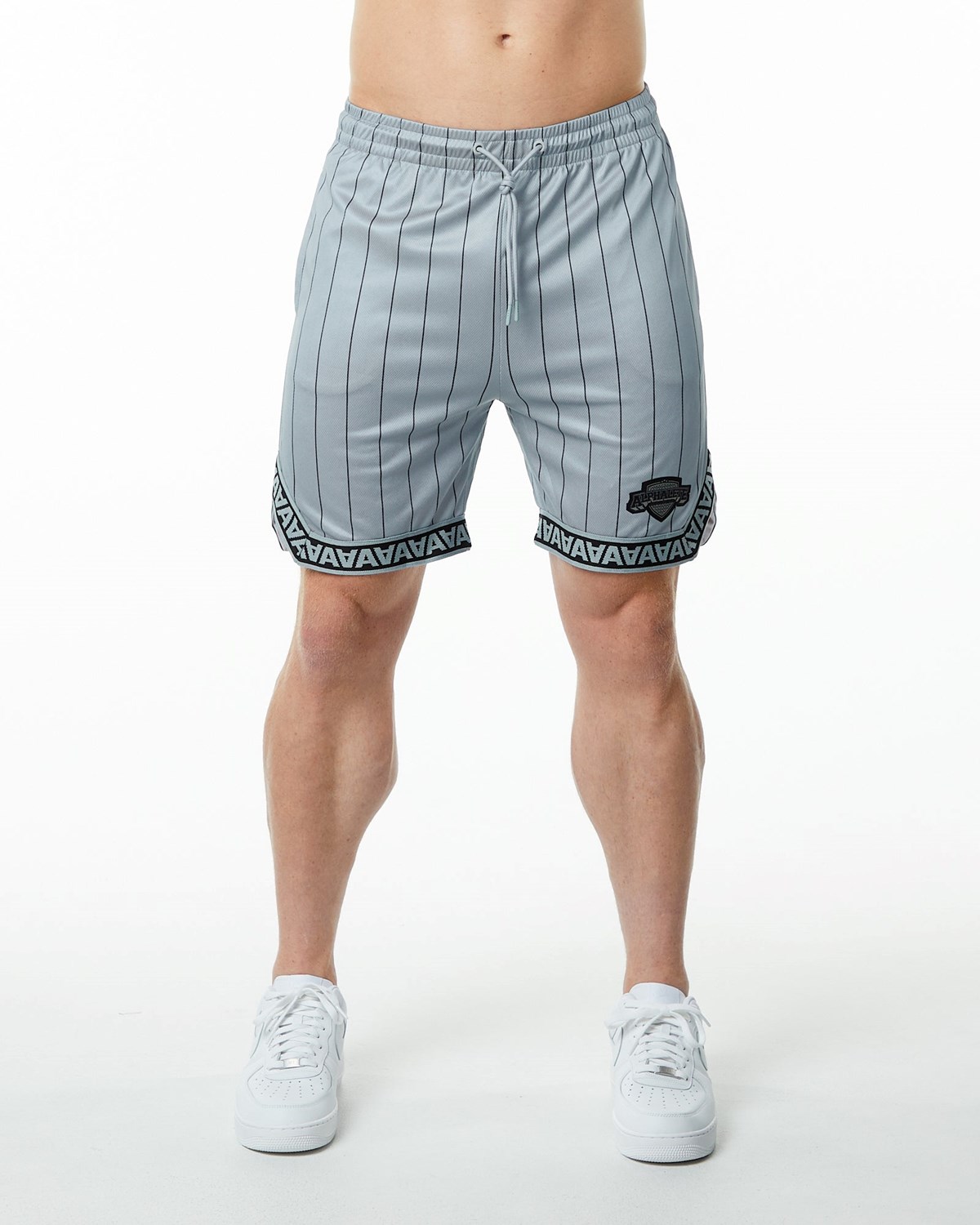 Grey Pinstripe Alphalete Jersey Knit Short | YZIEMG284