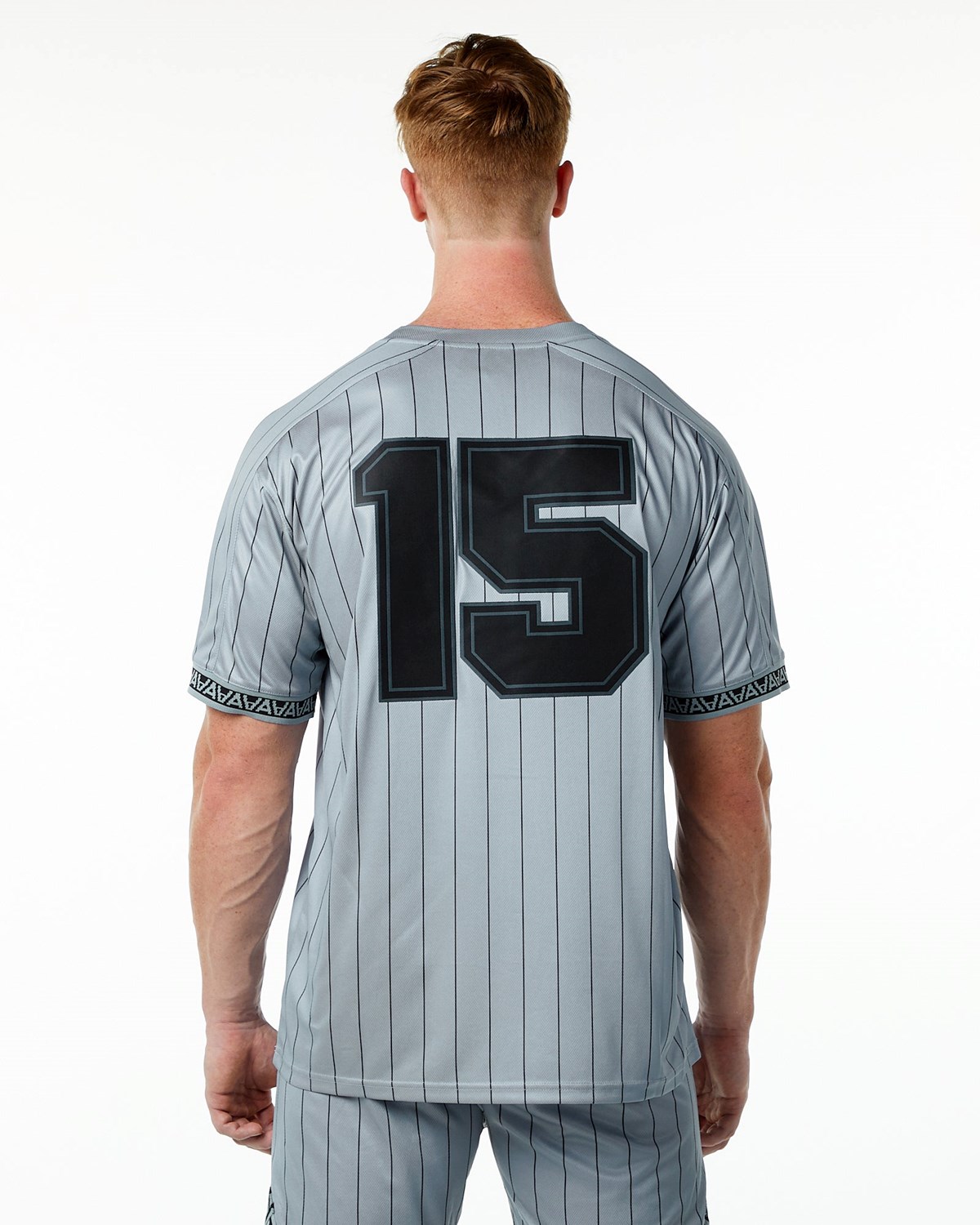 Grey Pinstripe Alphalete Oversized Short Sleeve Jersey | XYBGJO824