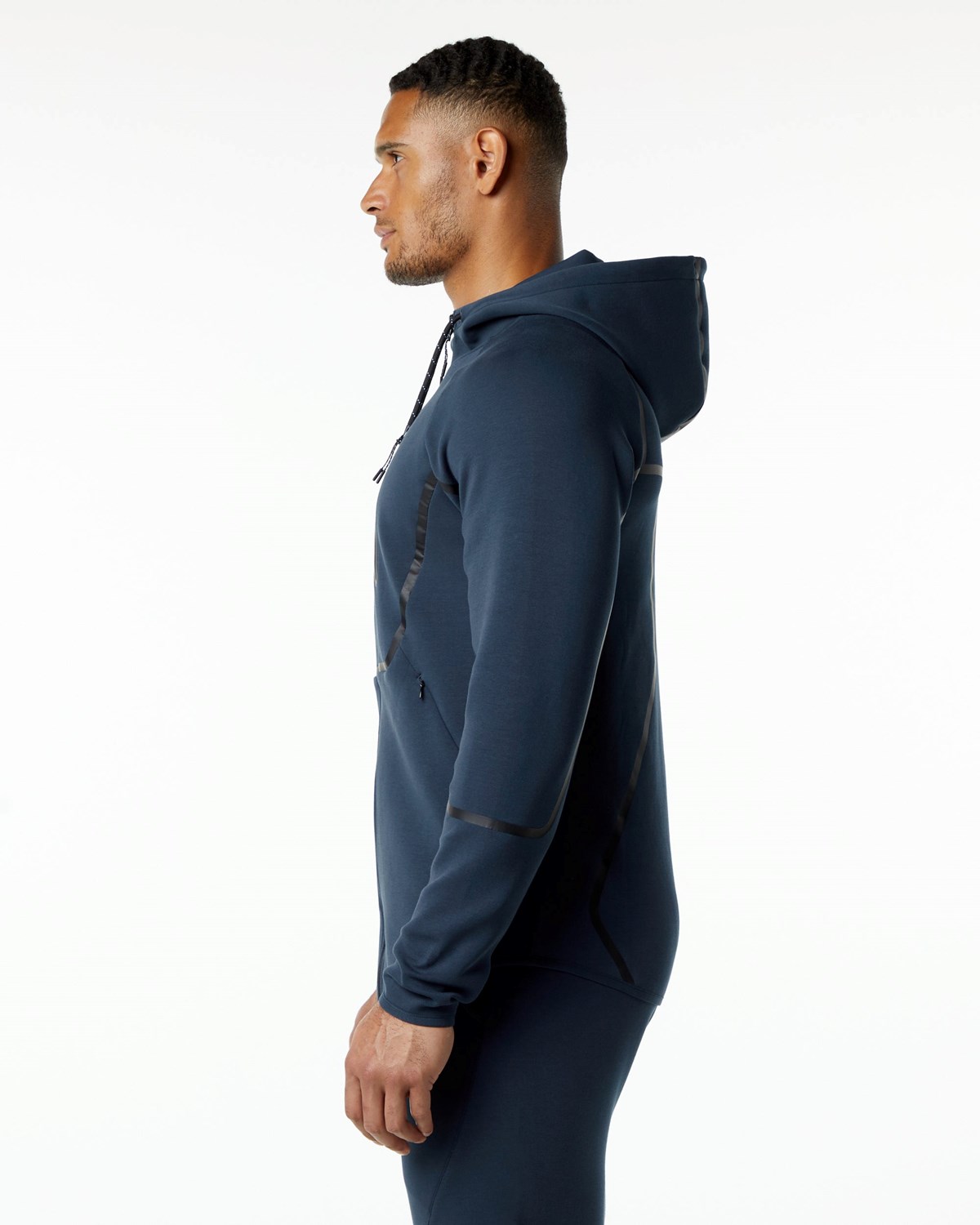 Harbor Navy Alphalete Interlock Knit Full-Zip Hoodie | GEUZYO824