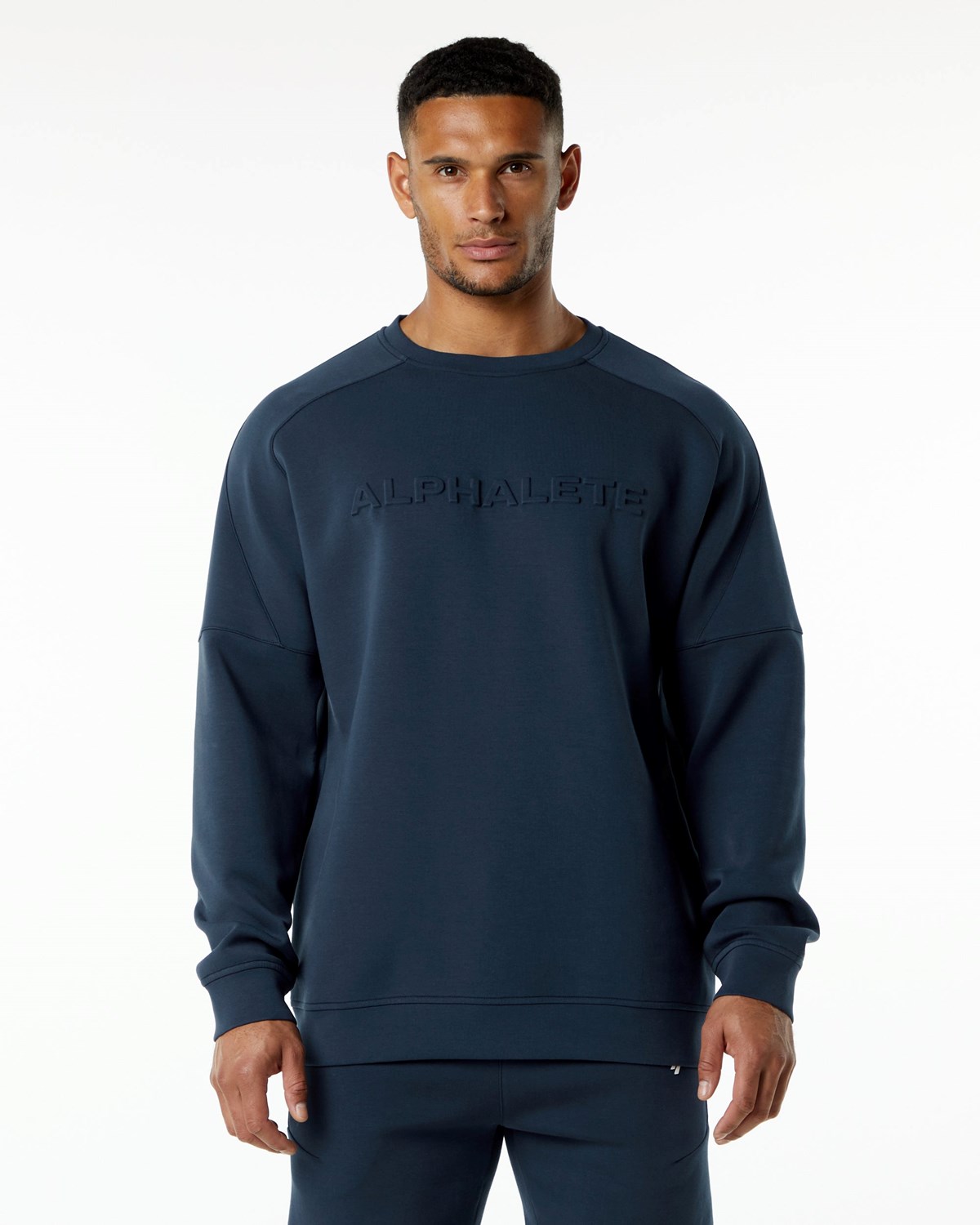 Harbor Navy Alphalete Relaxed Interlock Knit Pullover | PHNSKC243