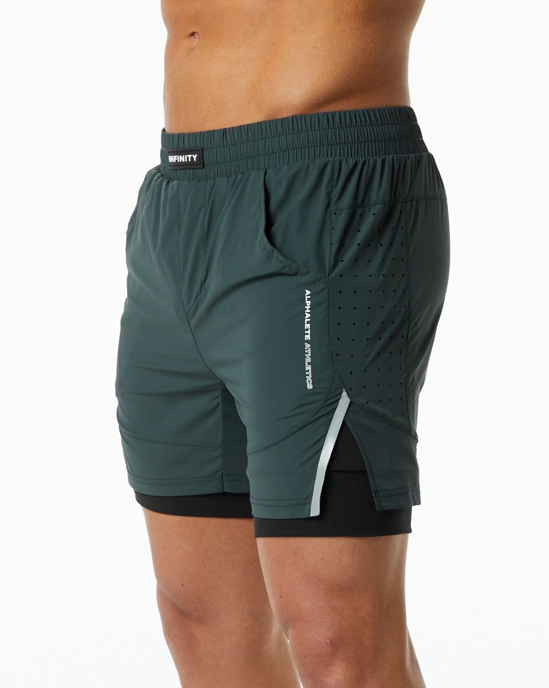 Hunter Green Alphalete Compression Lined Woven Training Short | GHSXAB729