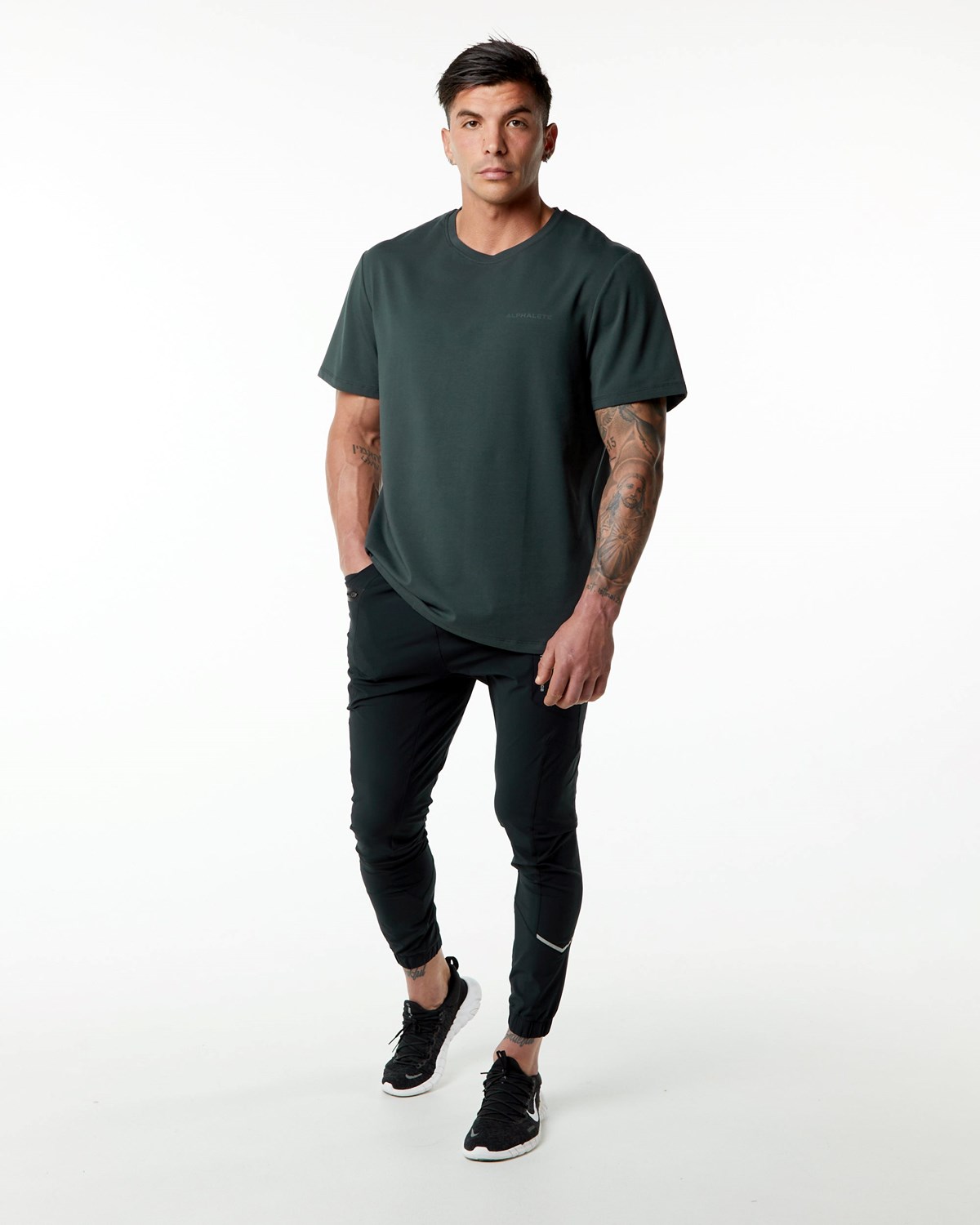 Hunter Green Alphalete Set-In Sleeve Tee | GLIFEK406