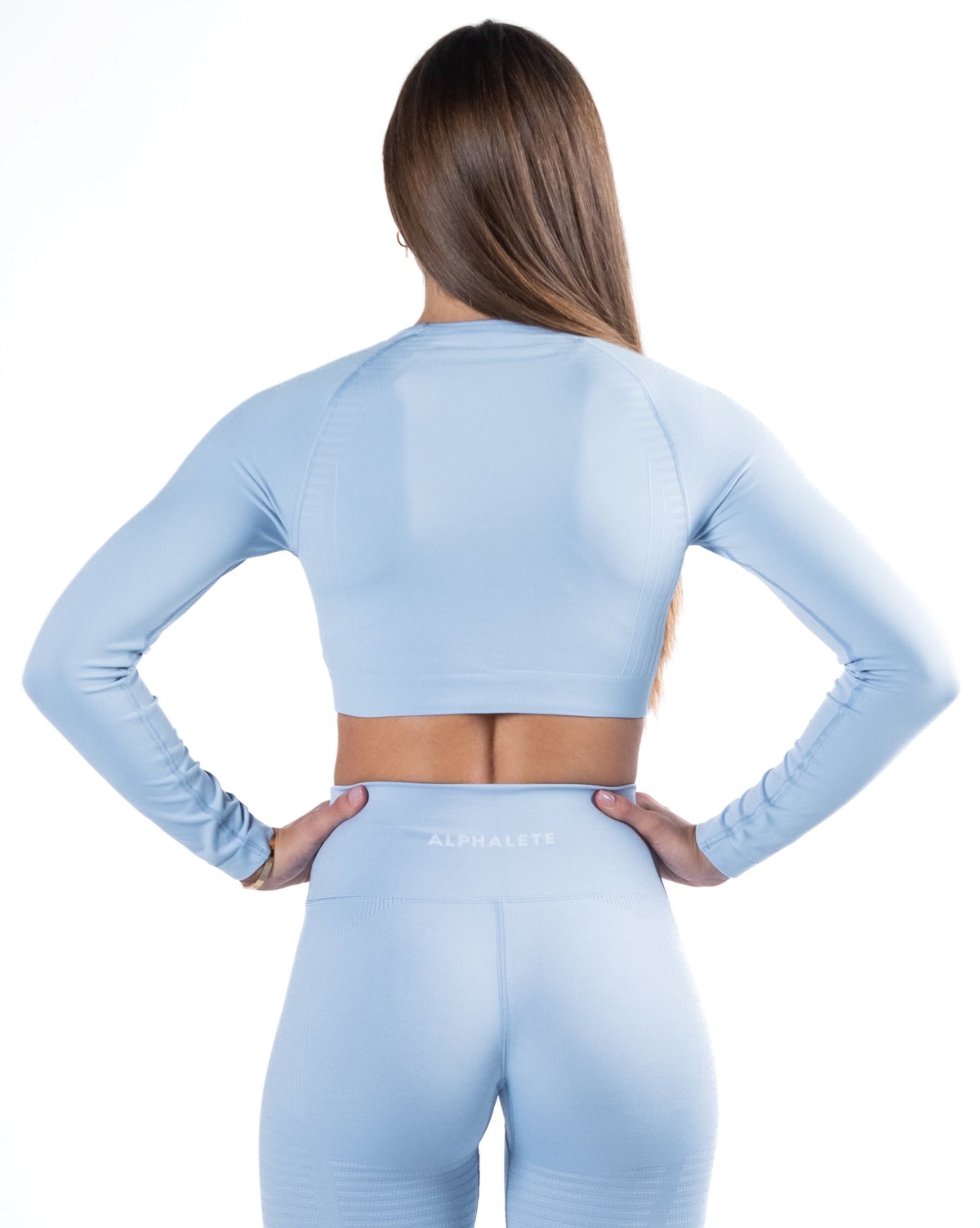 Ice Blue Alphalete Cropped Seamless Long Sleeve | XBMOTH259