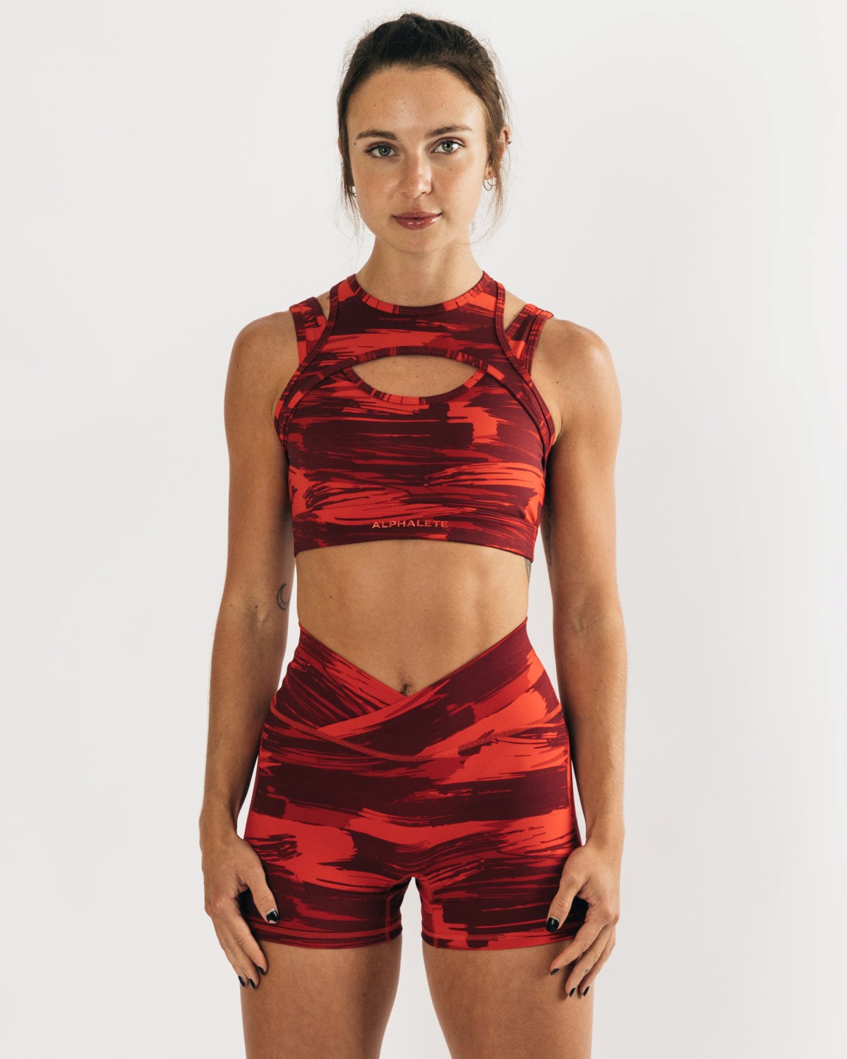 Infrared Canvas Camo Alphalete Medium Impact Bra | XMGFBO210