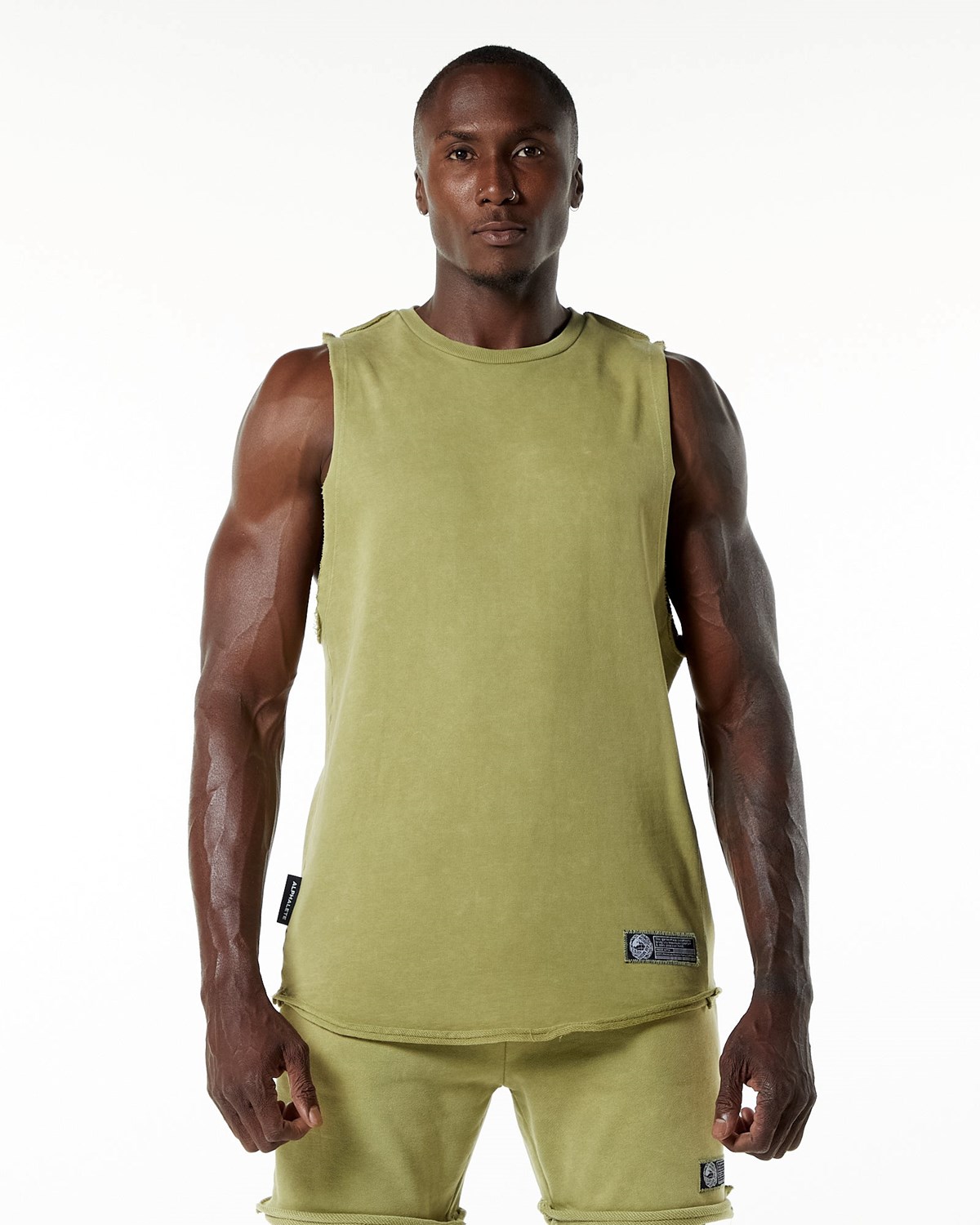 Jade Green Alphalete Mid-Weight Washed Terry Cutoff | FPBXSN503