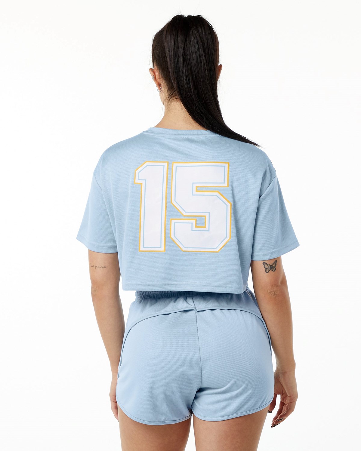 Light Blue Alphalete Oversized Crop Jersey | TVHMCW317