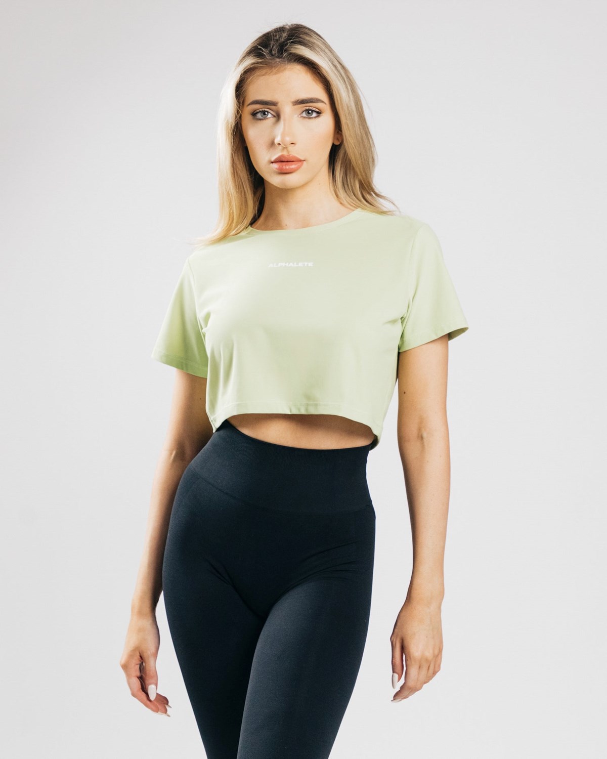 Light Green Alphalete Cropped Lightweight Short Sleeve | HNFUIP295