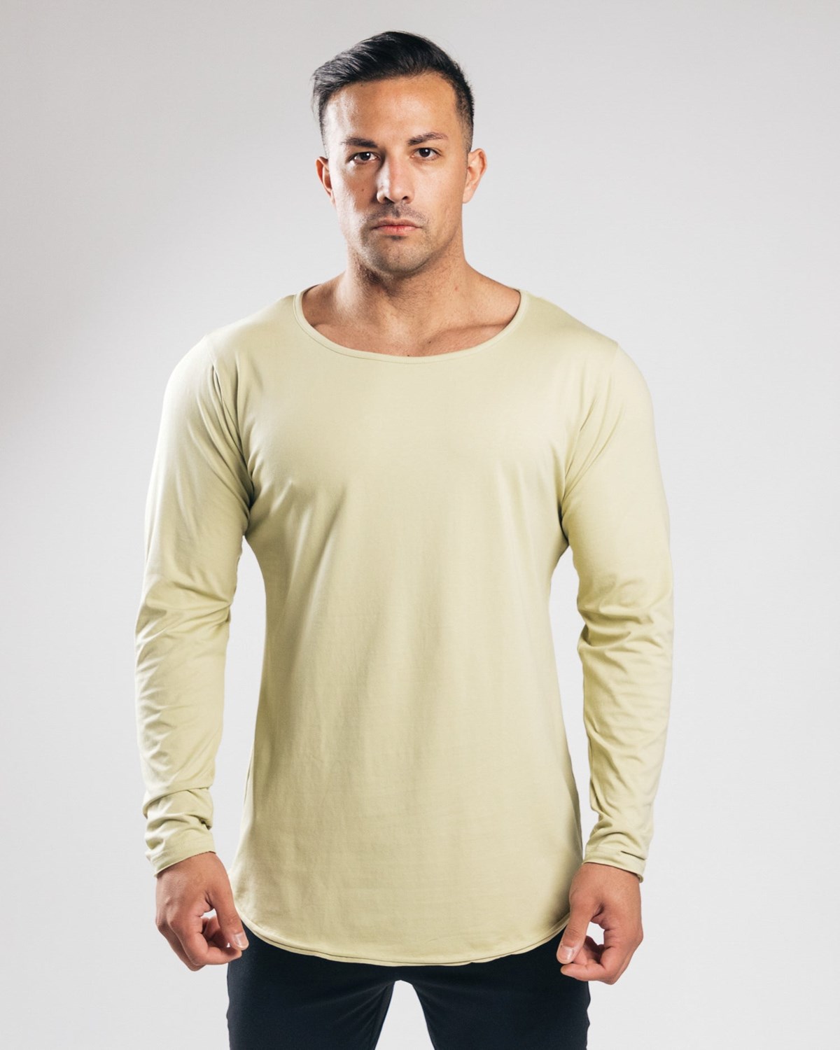 Light Olive Alphalete Fitted Long Sleeve | SPZNHT643