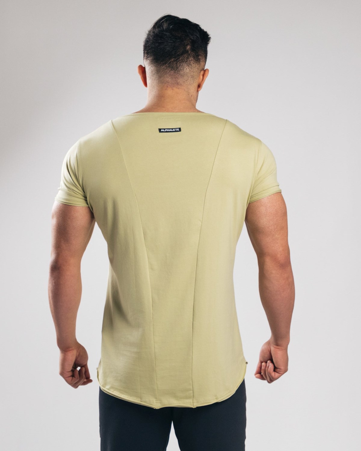 Light Olive Alphalete Fitted Short Sleeve | GBYEVJ912