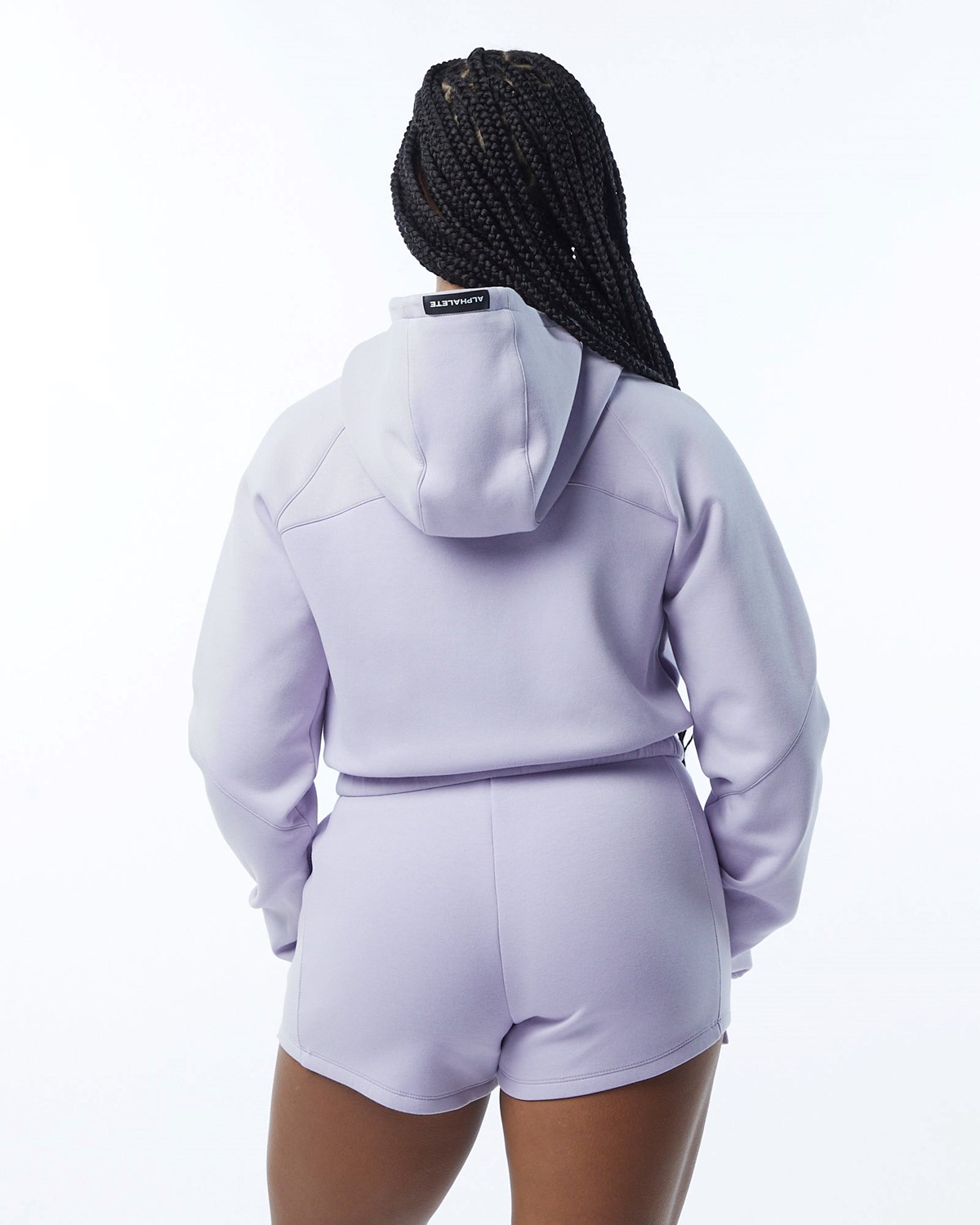 Lilac Alphalete Interlock Knit Crop-Zip Hoodie | PEHASD582