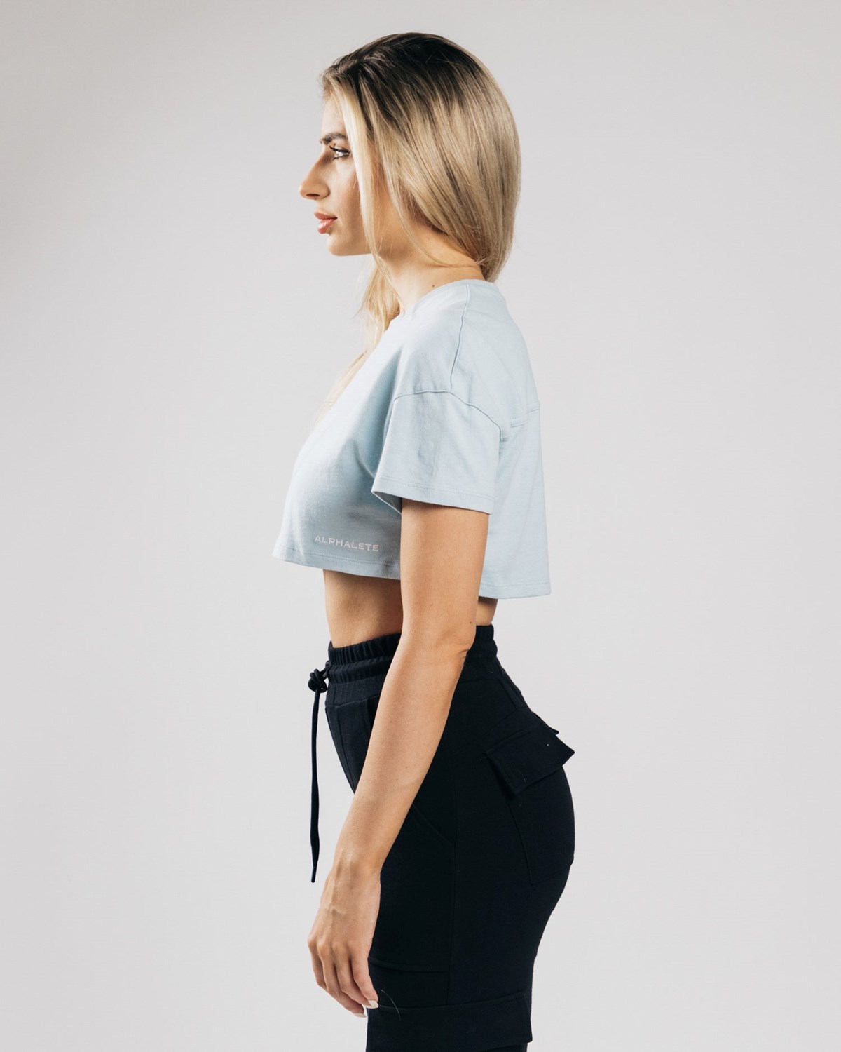 Lotus Blue Alphalete Heavy Cotton Dropped Shoulder Crop | BCGDOM803