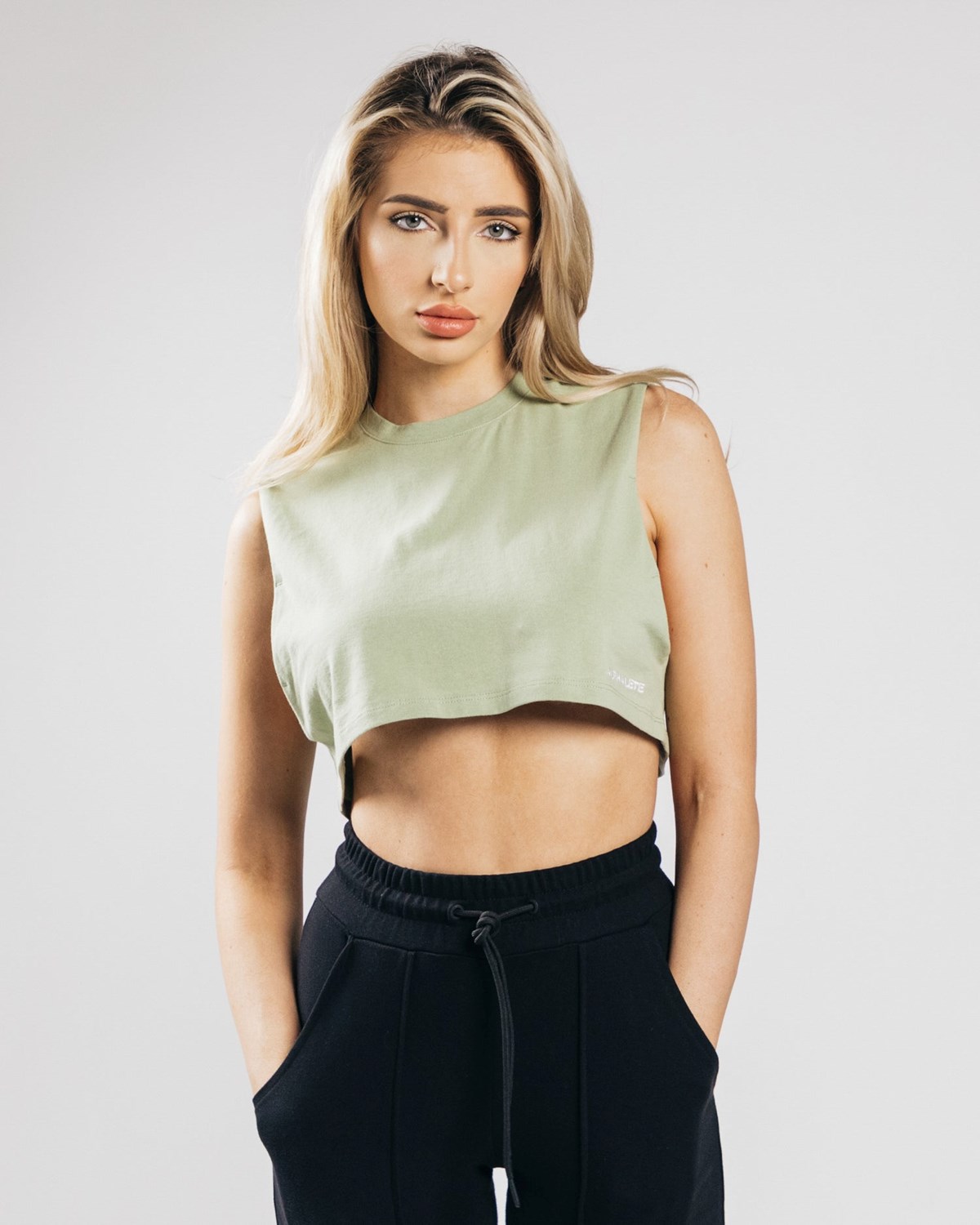 Matcha Alphalete Heavy Cotton Cropped Cutoff | CJYHFX013