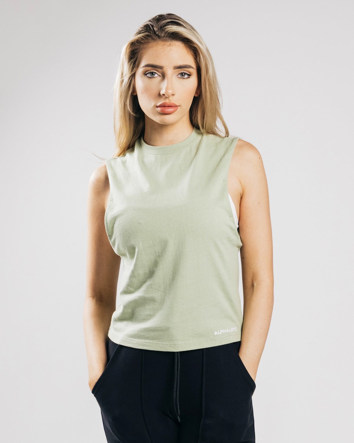 Matcha Alphalete Heavy Cotton Cutoff | YHOXAZ931