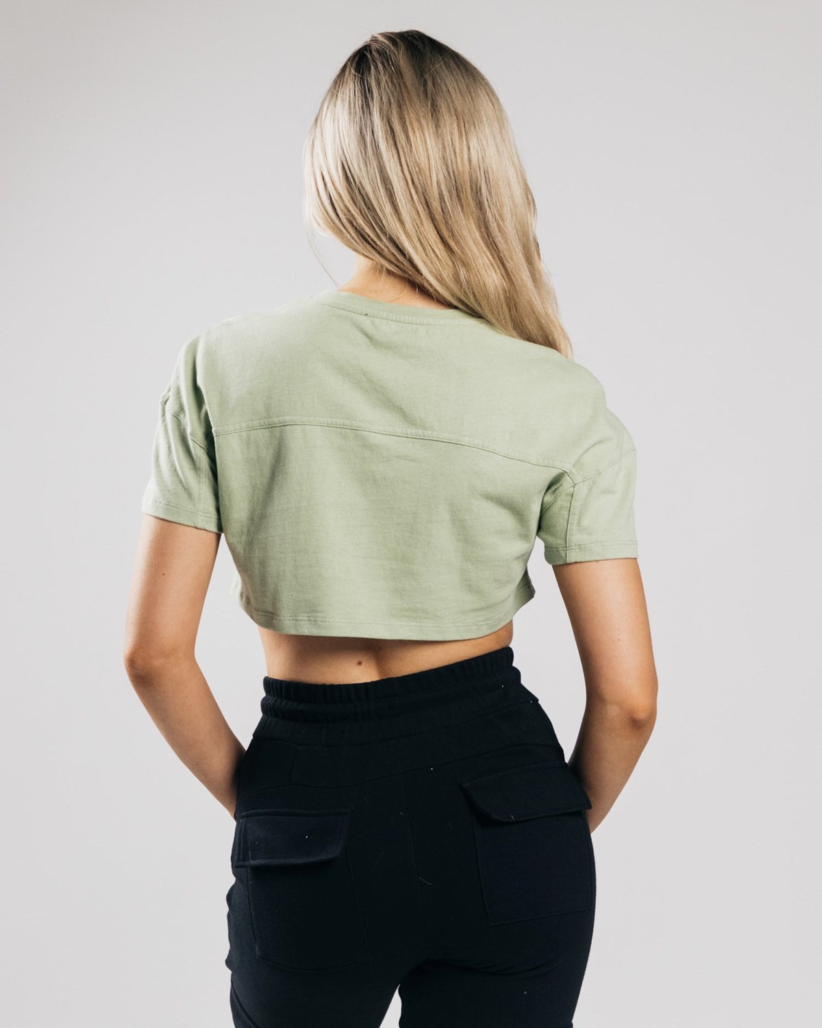 Matcha Alphalete Heavy Cotton Dropped Shoulder Crop | GFCLTB013