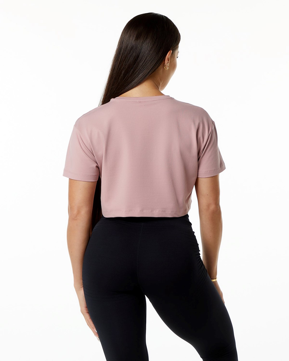 Mauve Alphalete Fitted Performance Short Sleeve Crop | FOUAWX614