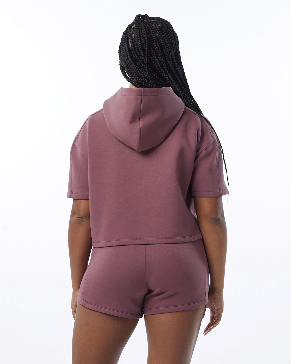 Mauve Alphalete Interlock Knit Crop Hoodie | DJAULF514