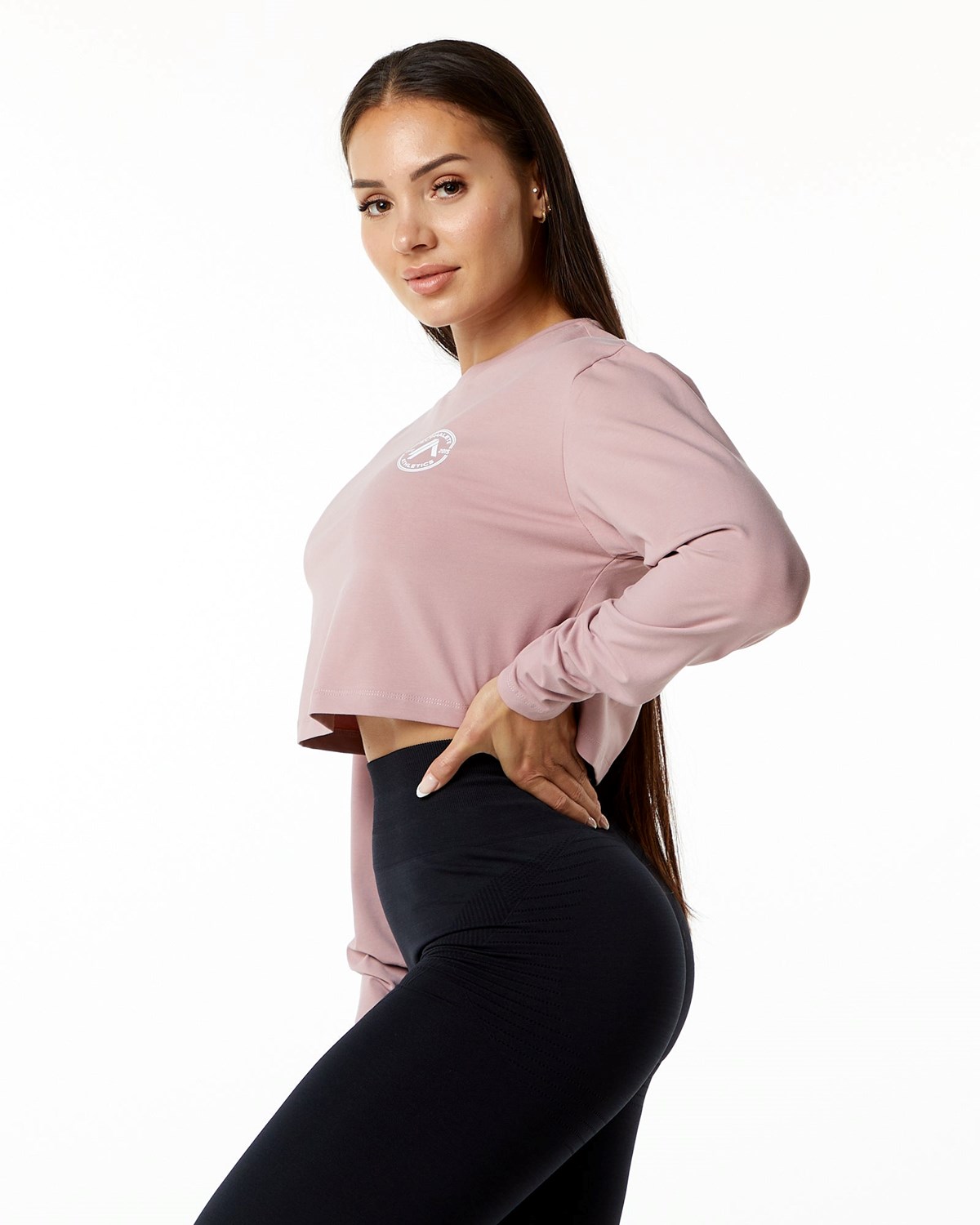 Mauve Alphalete Oversized Performance Long Sleeve Crop | MVDCZG681