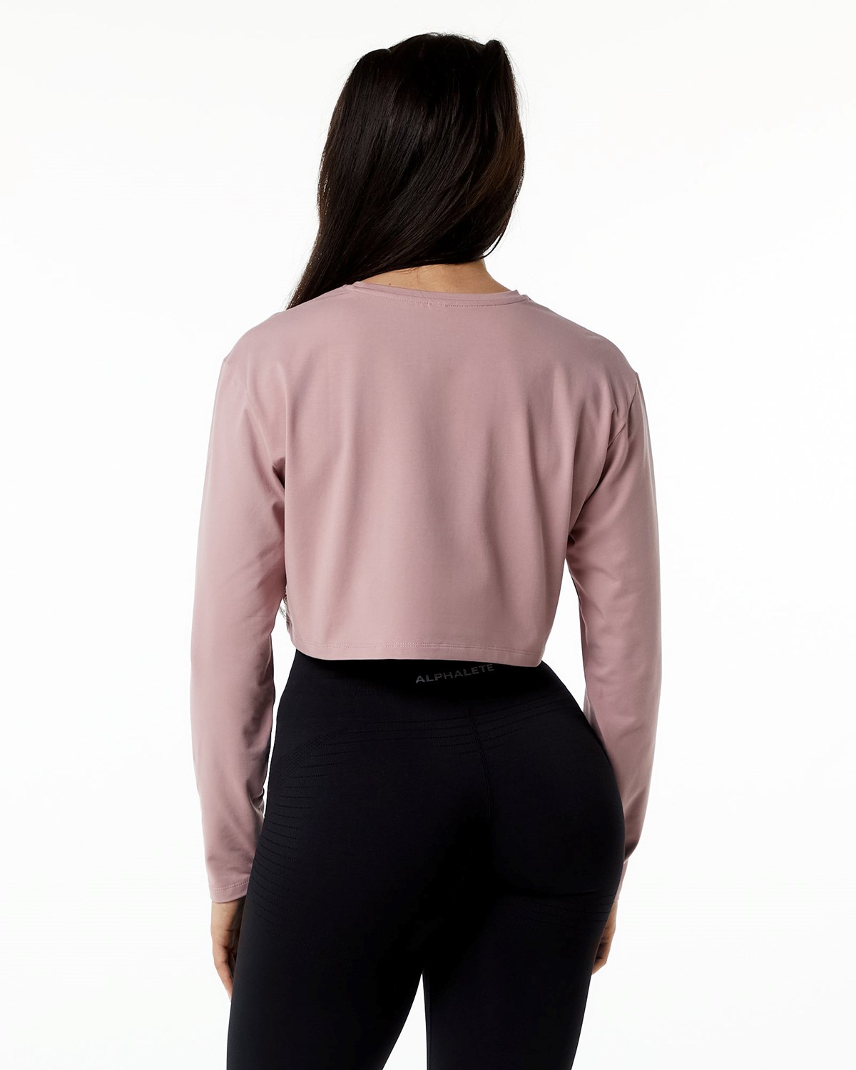 Mauve Alphalete Oversized Performance Long Sleeve Crop | PVBAKN795