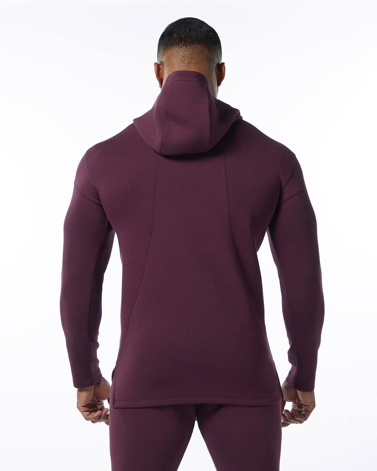 Merlot Alphalete Fitted Interlock Knit Hoodie | FLBNHS392