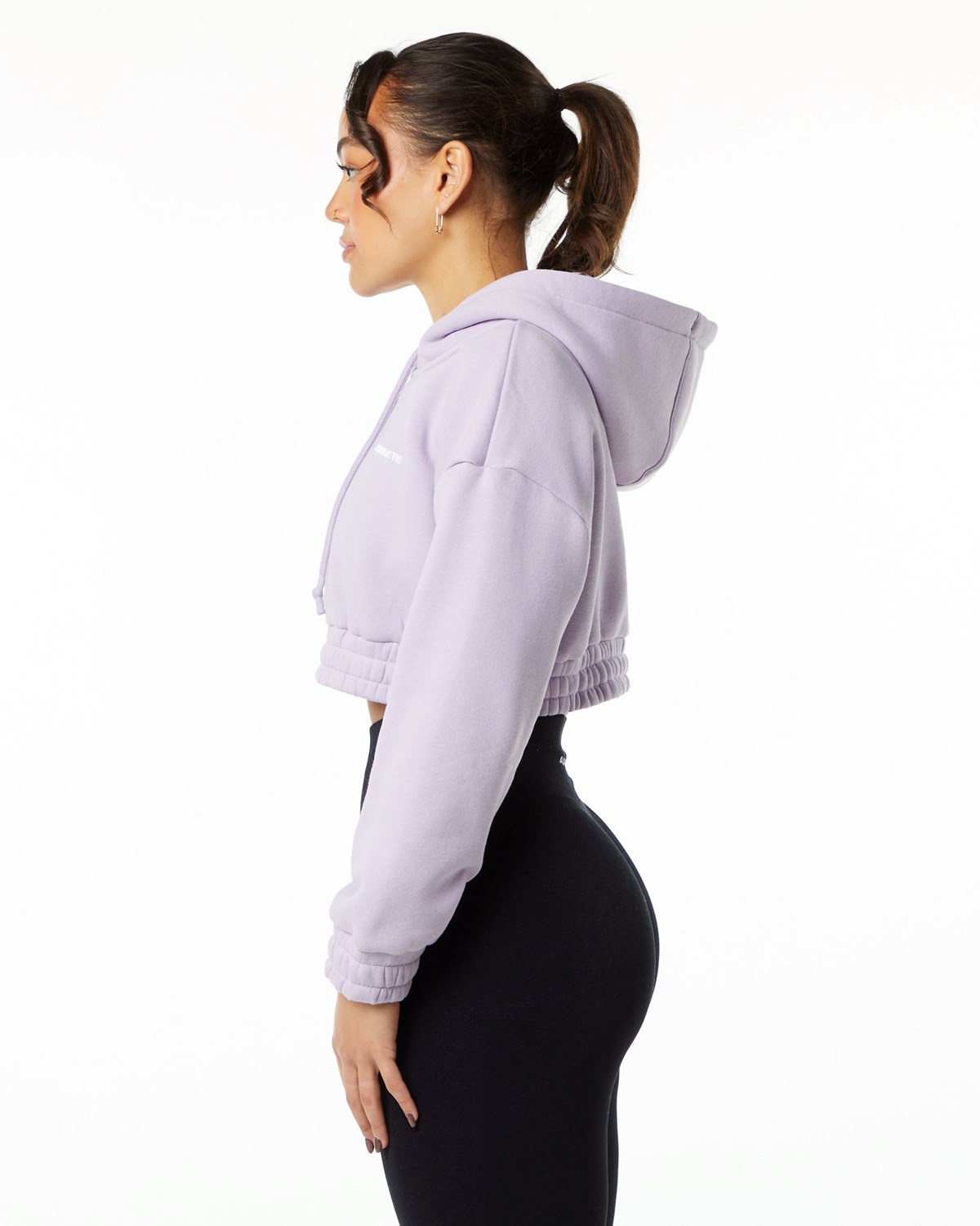 Misty Lilac Alphalete Brushed Fleece Half-Zip Crop Hoodie | TGVOJM850