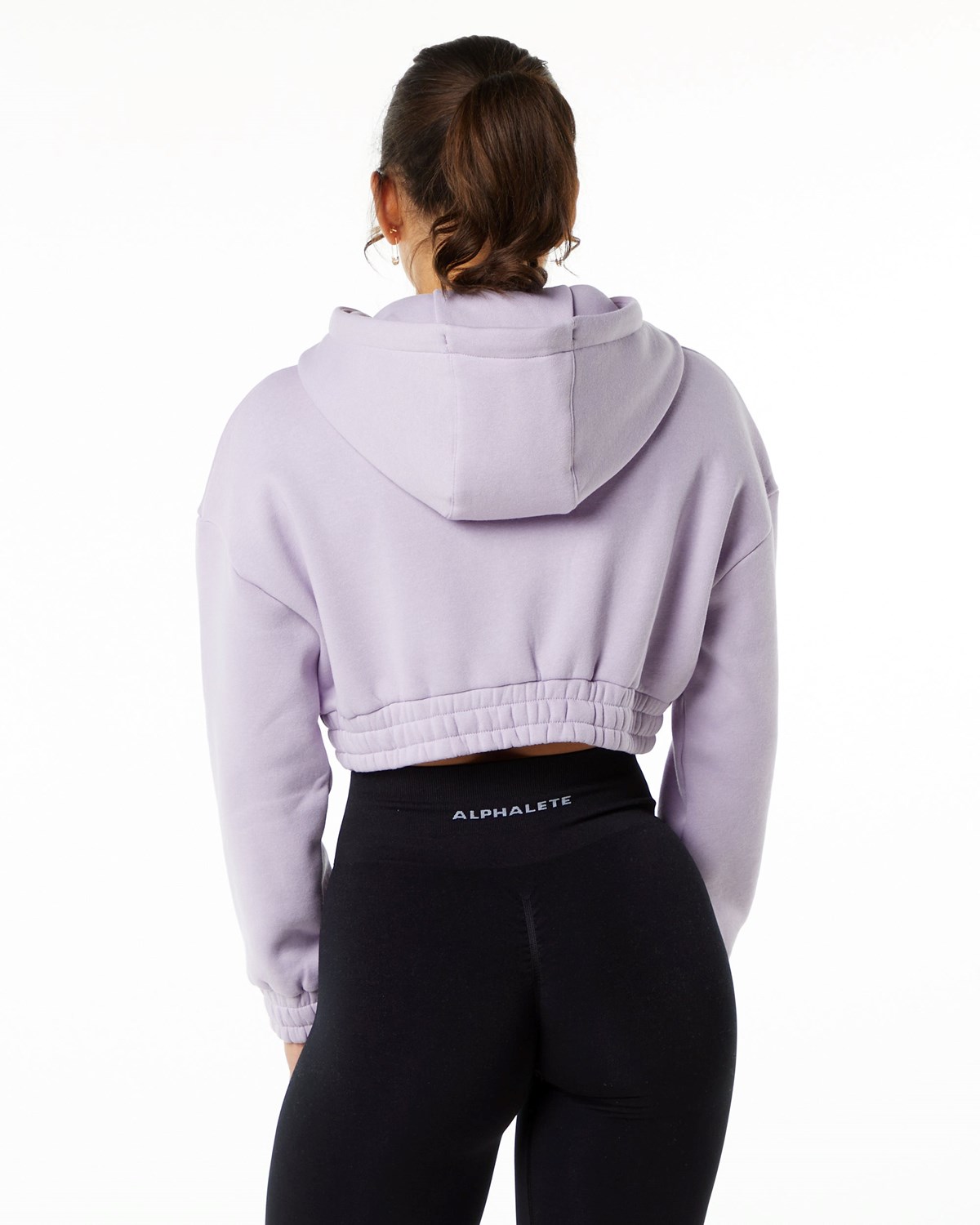 Misty Lilac Alphalete Brushed Fleece Half-Zip Crop Hoodie | TGVOJM850