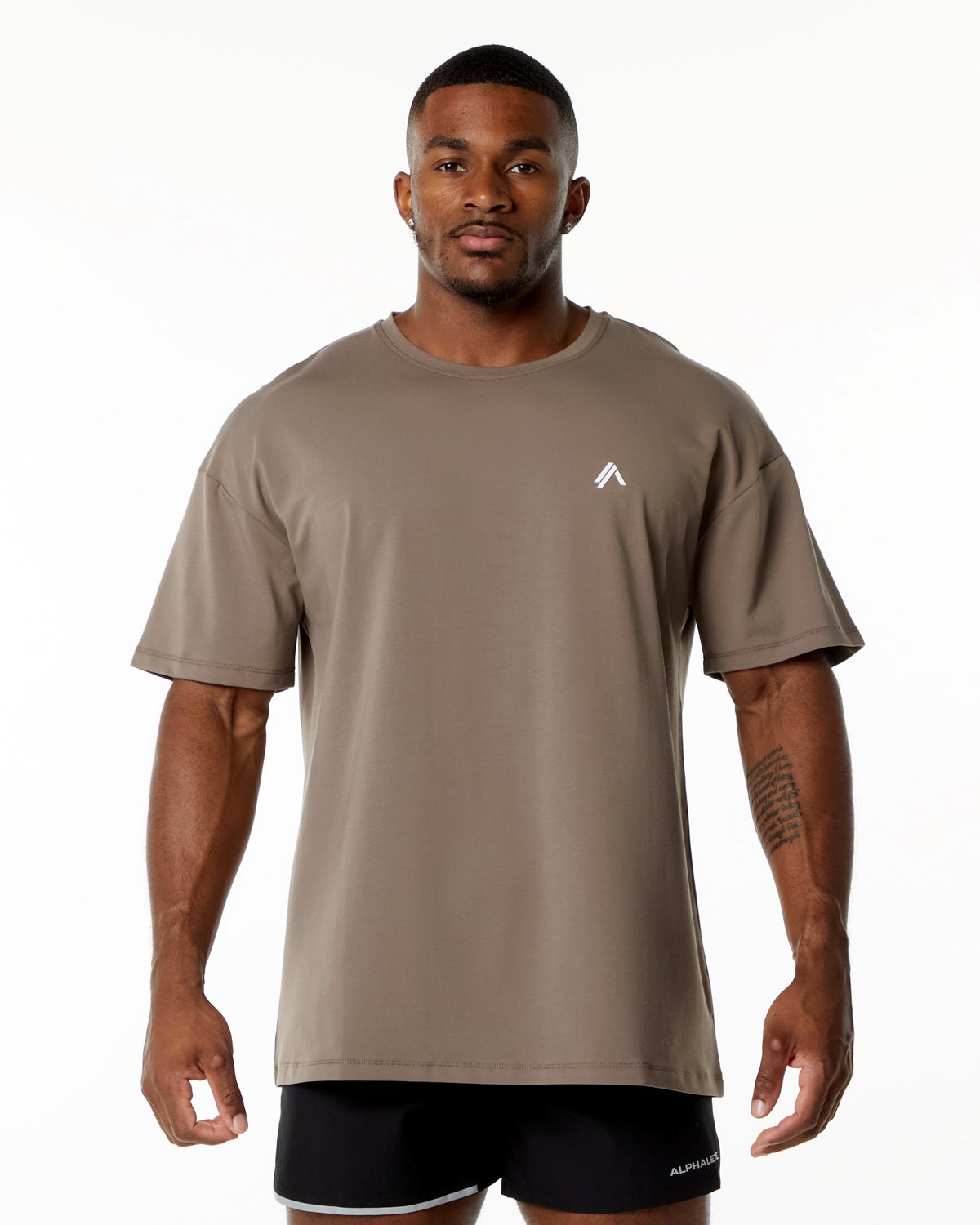 Mocha Alphalete Drop Shoulder Tee | MHQWDT601