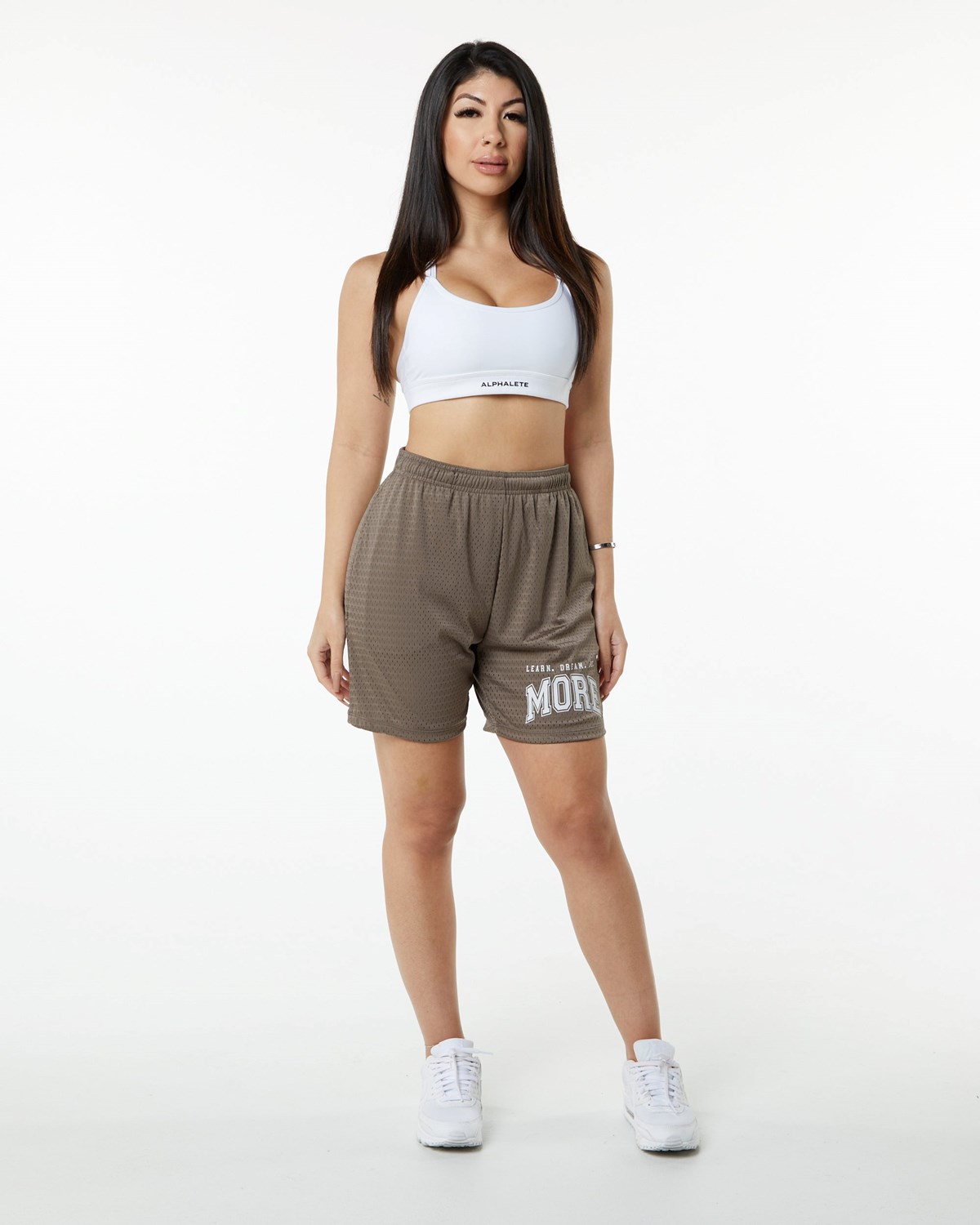 Mocha Alphalete Luxury Lined 4-Way Stretch Mesh Short | JKWYLZ510