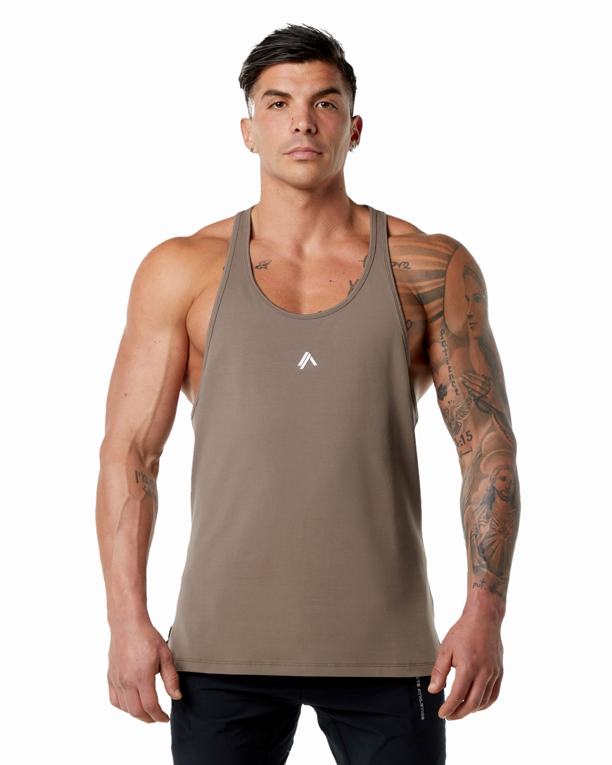 Mocha Alphalete Stepped Hem Stringer | VMHJSQ243