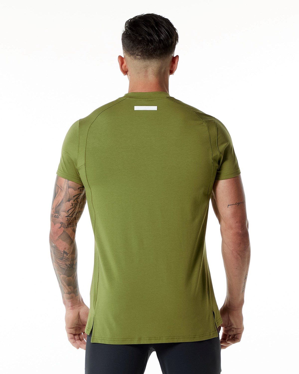 Moss Green Alphalete High-Neck Premium Short Sleeve Tee | BUNRVJ279