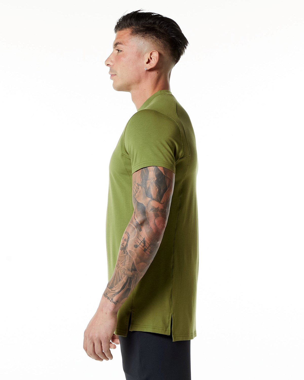 Moss Green Alphalete High-Neck Premium Short Sleeve Tee | BUNRVJ279