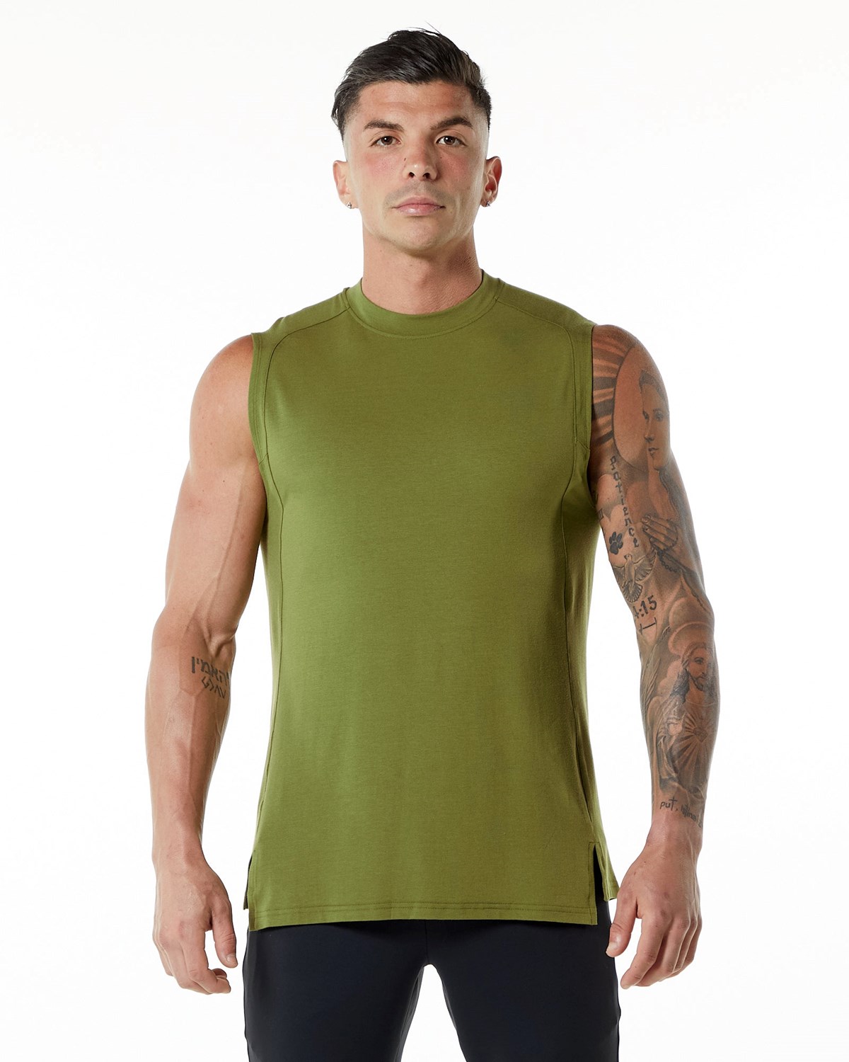 Moss Green Alphalete High-Neck Premium Tank | ODMQPS498