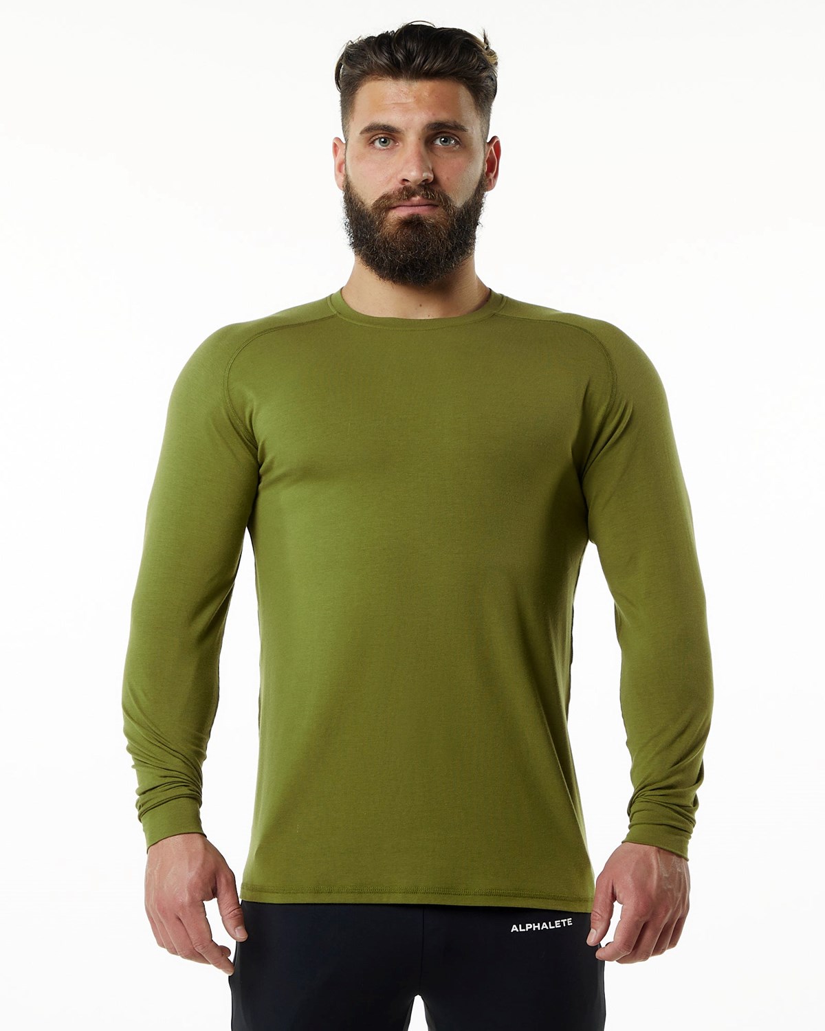 Moss Green Alphalete Premium Epaulette Long Sleeve Tee | ORFJEI409