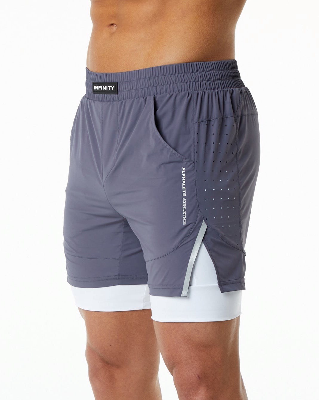 Muted Purple Alphalete Compression Lined Woven Training Short | SPMFCJ849