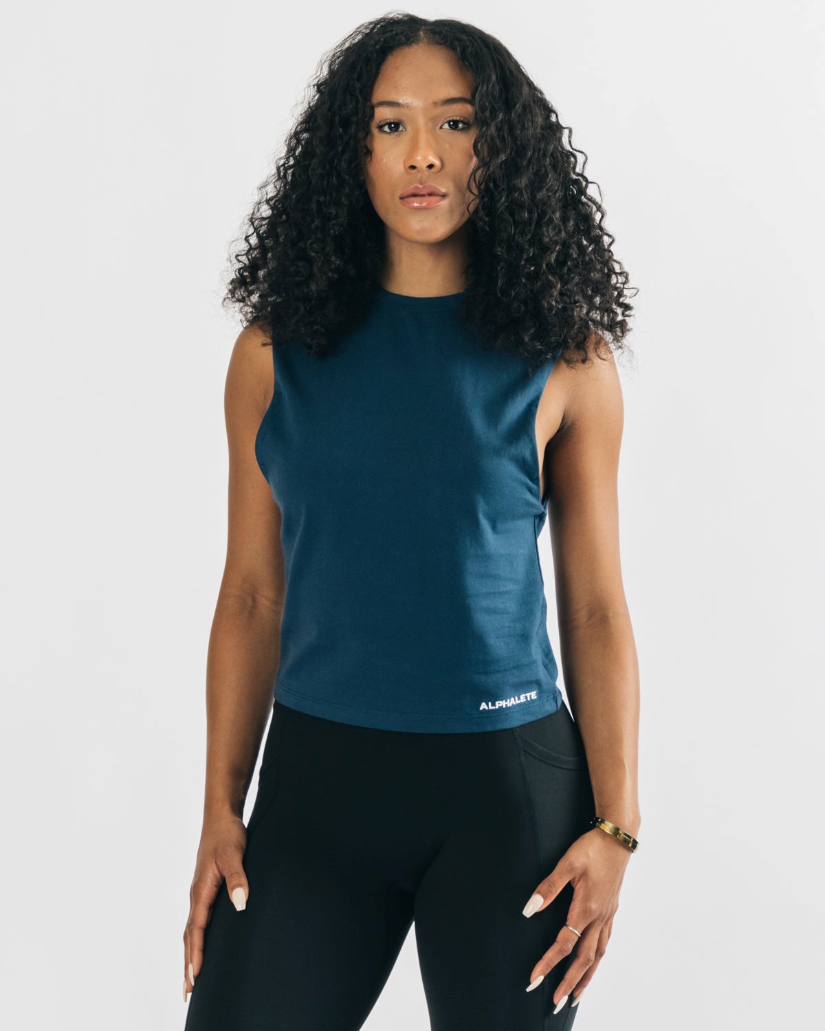 Navy Alphalete Heavy Cotton Cutoff | EINAYP869