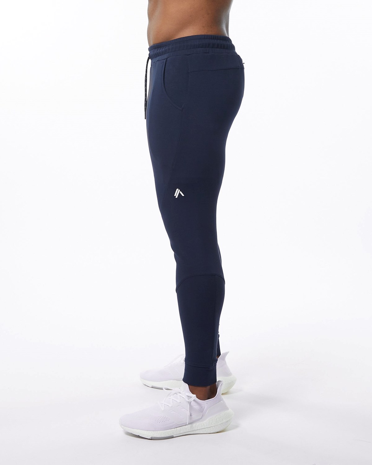 Navy Alphalete Interlock Knit Cuffed Jogger | MIALYN562