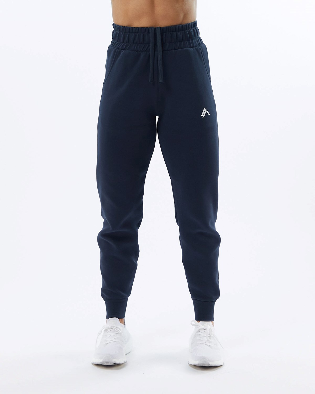 Navy Alphalete Interlock Knit Cuffed Jogger | NCKTRO386