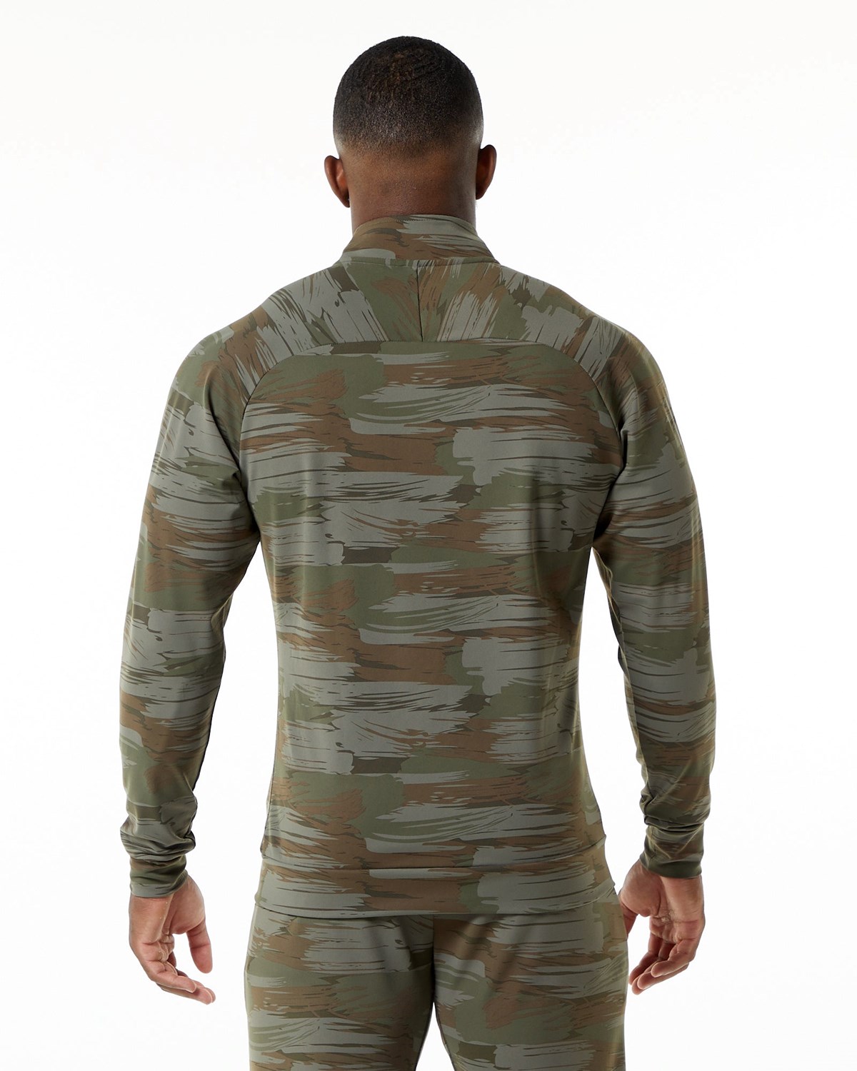 Olive Canvas Camo Alphalete 4-Way Stretch Track Jacket | IMANFO382