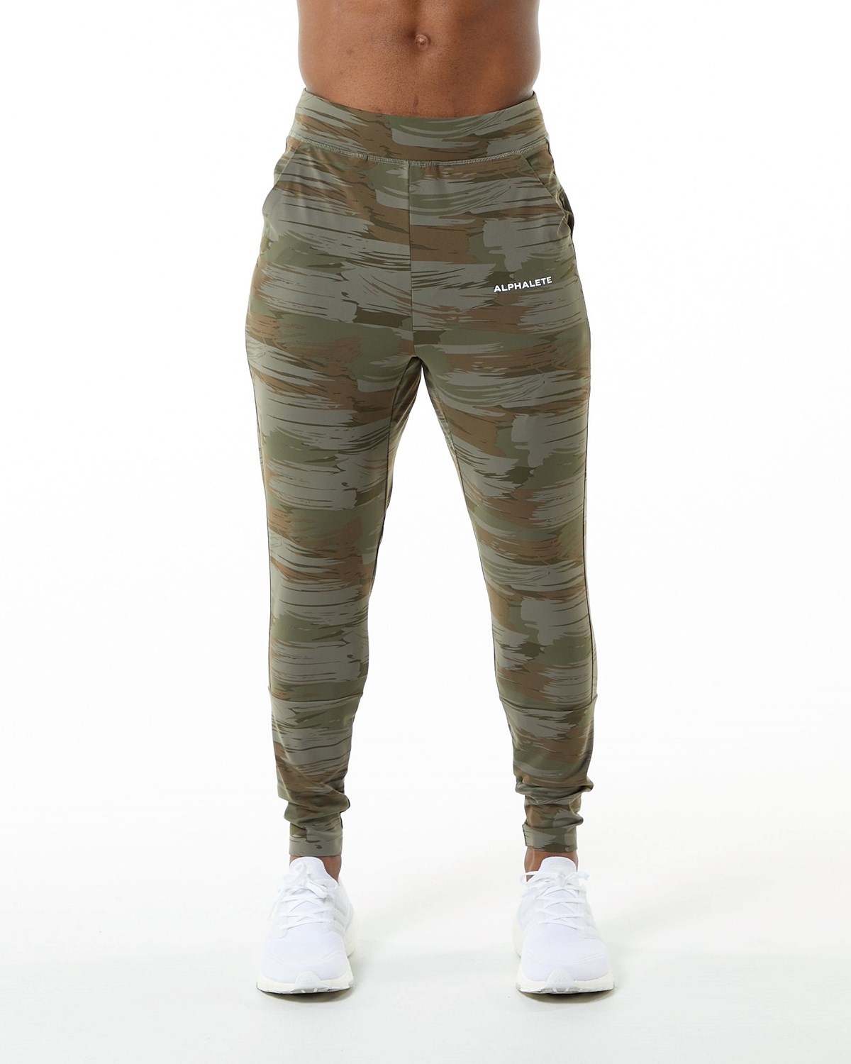 Olive Canvas Camo Alphalete 4-Way Stretch Jogger | XBZSIY057