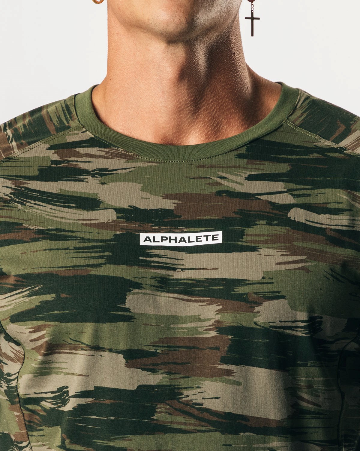 Olive Canvas Camo Alphalete High Performance Tee | WHCISN372