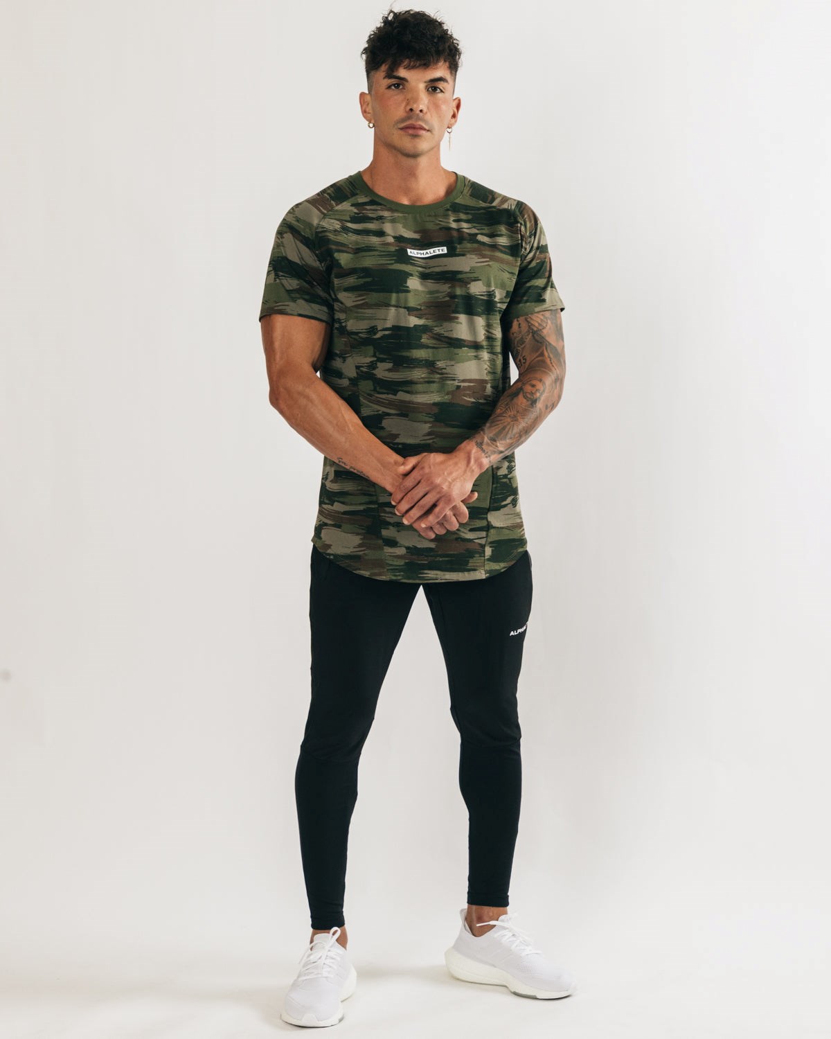 Olive Canvas Camo Alphalete High Performance Tee | WHCISN372