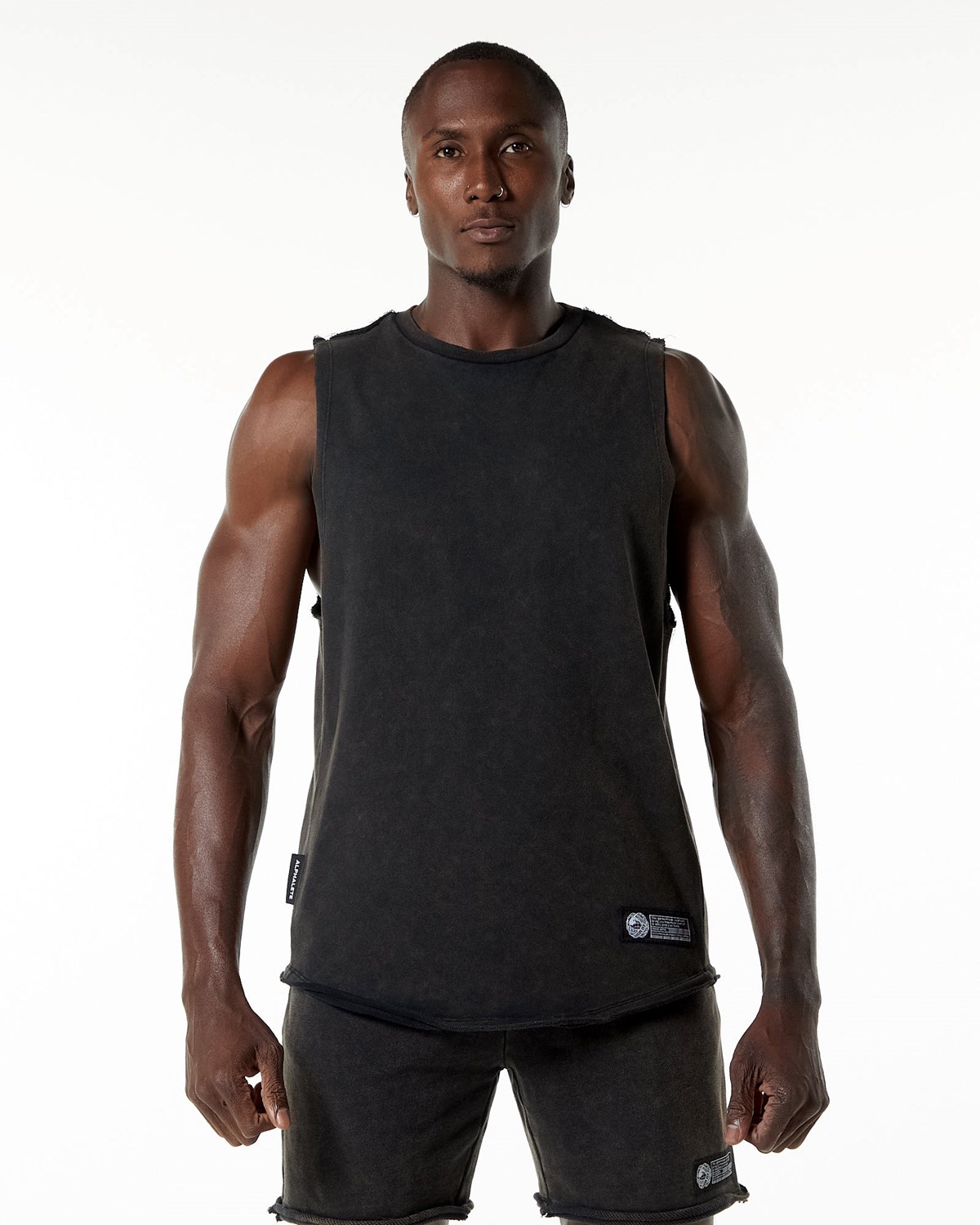 Onyx Alphalete Mid-Weight Washed Terry Cutoff | CBAHNV436