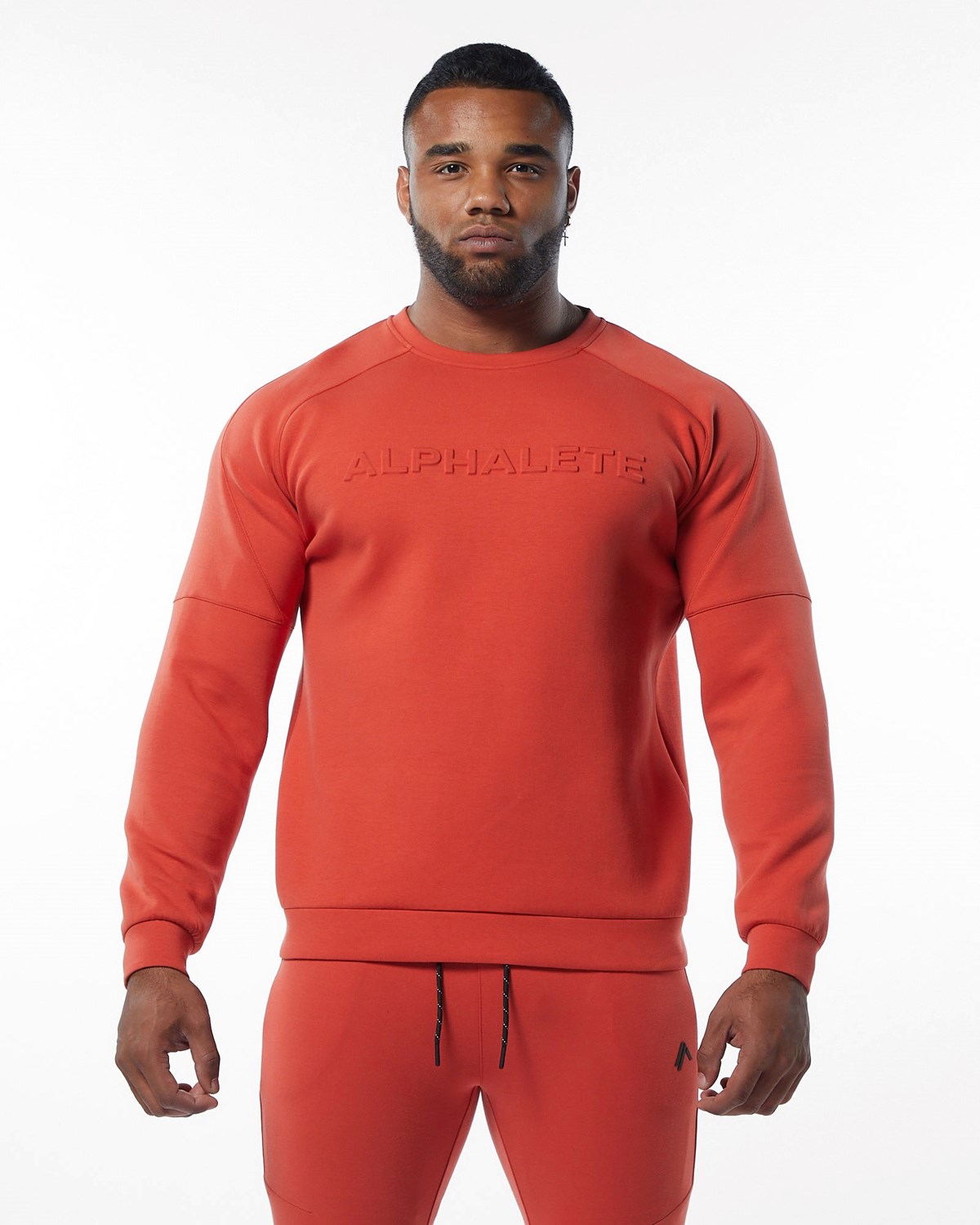 Orange Alphalete Interlock Knit Pullover | IJNOVR524