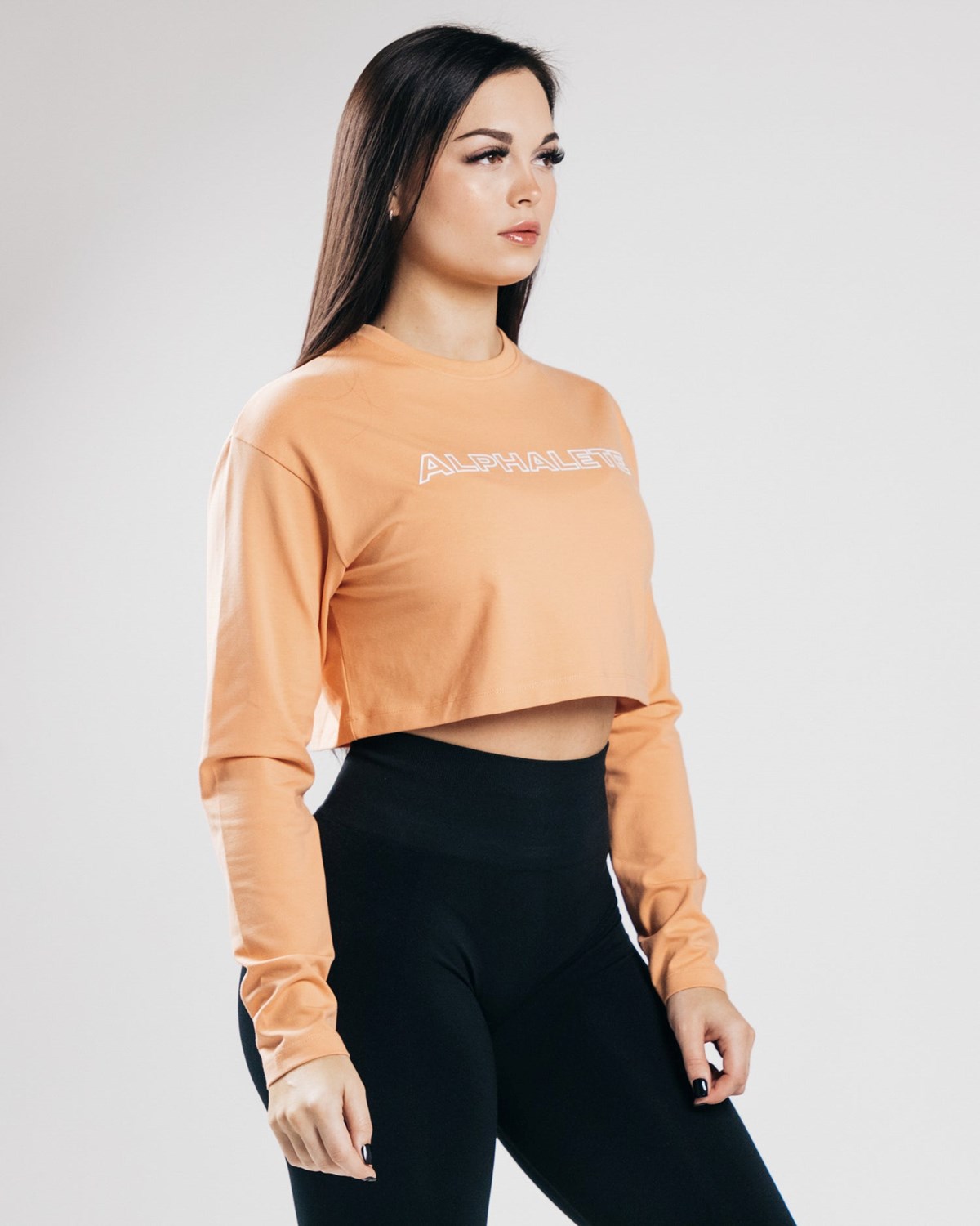 Orange Frost Alphalete Oversized Performance Long Sleeve Crop | WXGNPF187