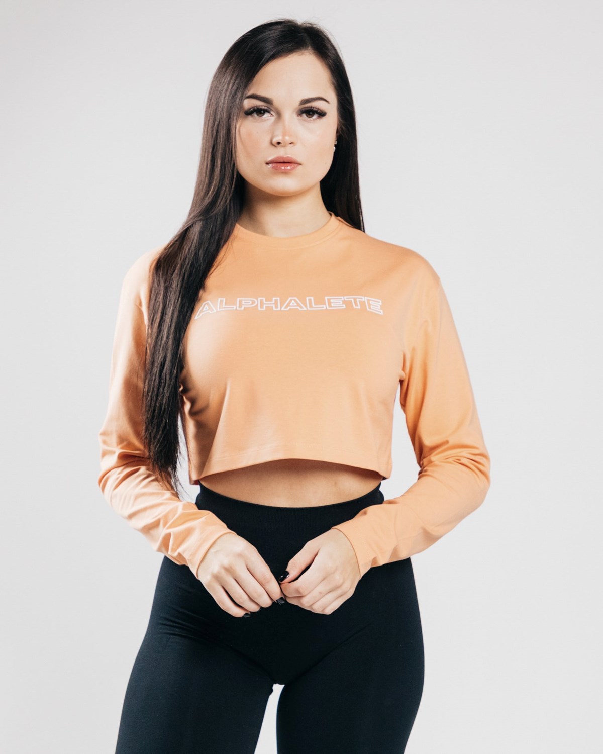 Orange Frost Alphalete Oversized Performance Long Sleeve Crop | WXGNPF187